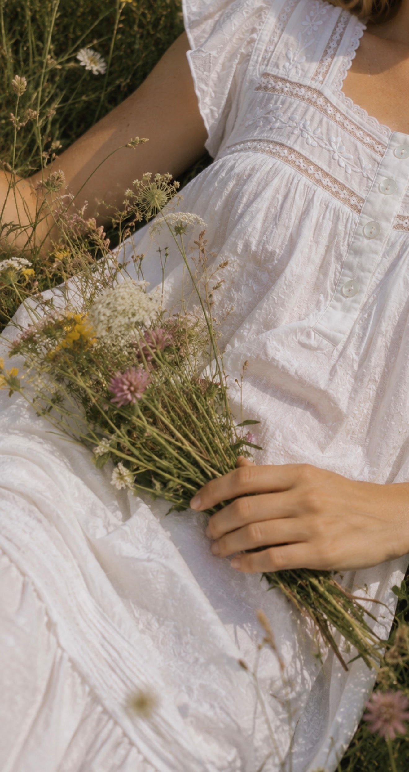 SMALL RESTOCK - 100% RECYCLED COTTON - ALICE DRESS -  WHITE