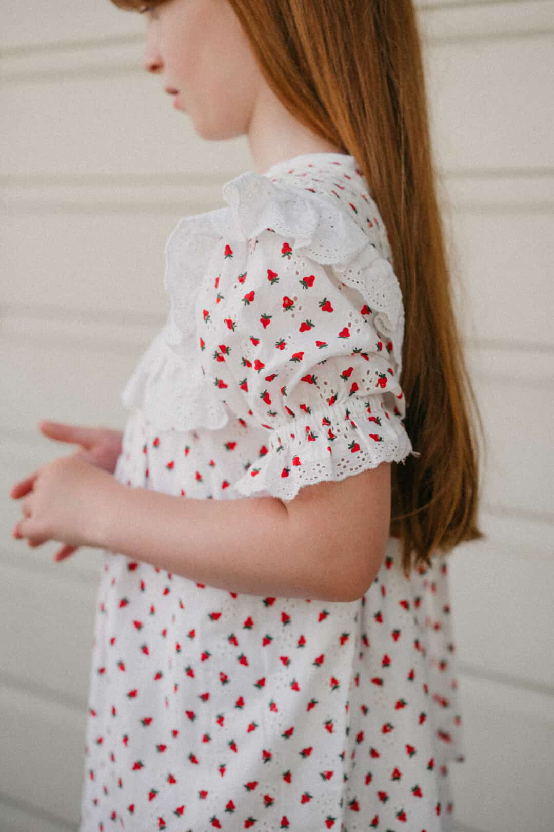 100% RECYCLED COTTON - ANNABELLE GIRL'S STRAWBERRY DRESS