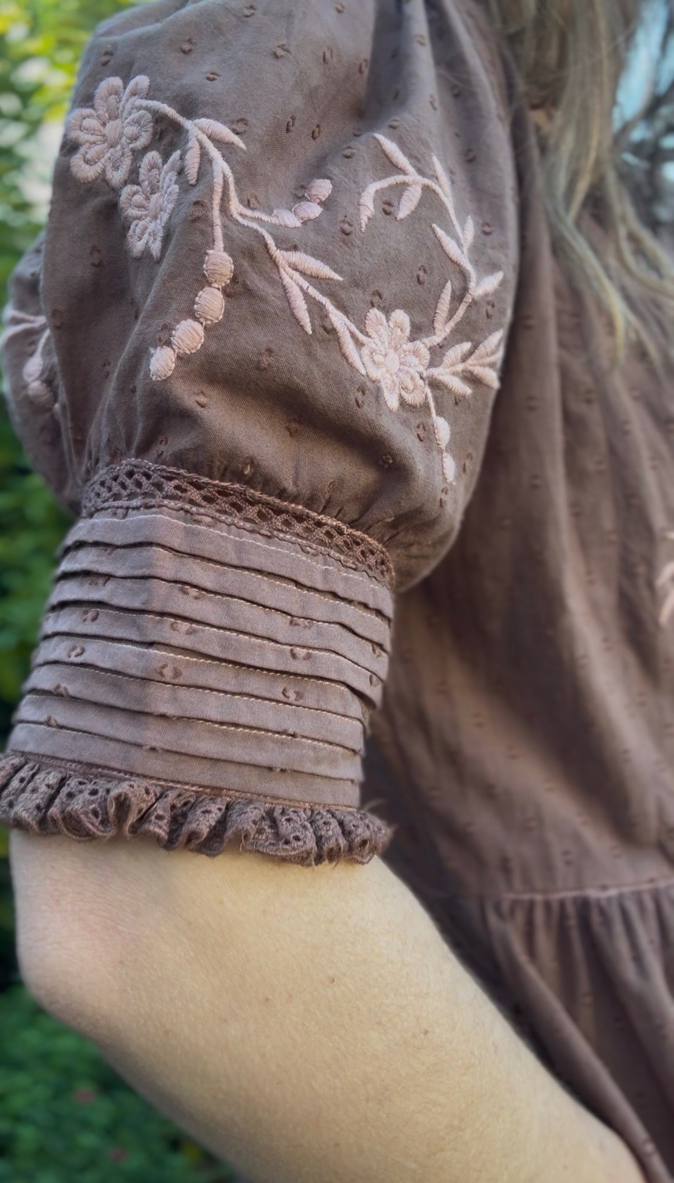 100% RECYCLED COTTON - FAUSTINE DRESS PASTEL WASHED BROWN