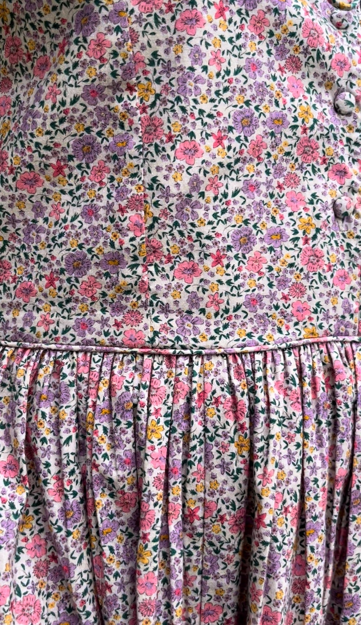 PRELOVED - 100% RECYCLED COTTON - - SOPHIE DRESS LILAC FLORAL SMALL
