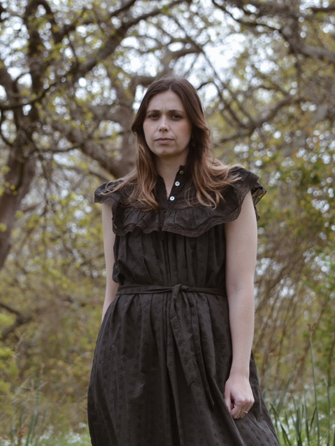 100% RECYCLED COTTON - REVERIE DRESS WASHED BLACK