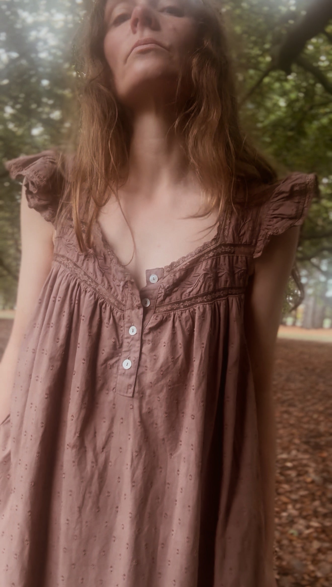 ONE ONLY - 100% RECYCLED COTTON - ALICE DRESS -  CHOCOLATE XS