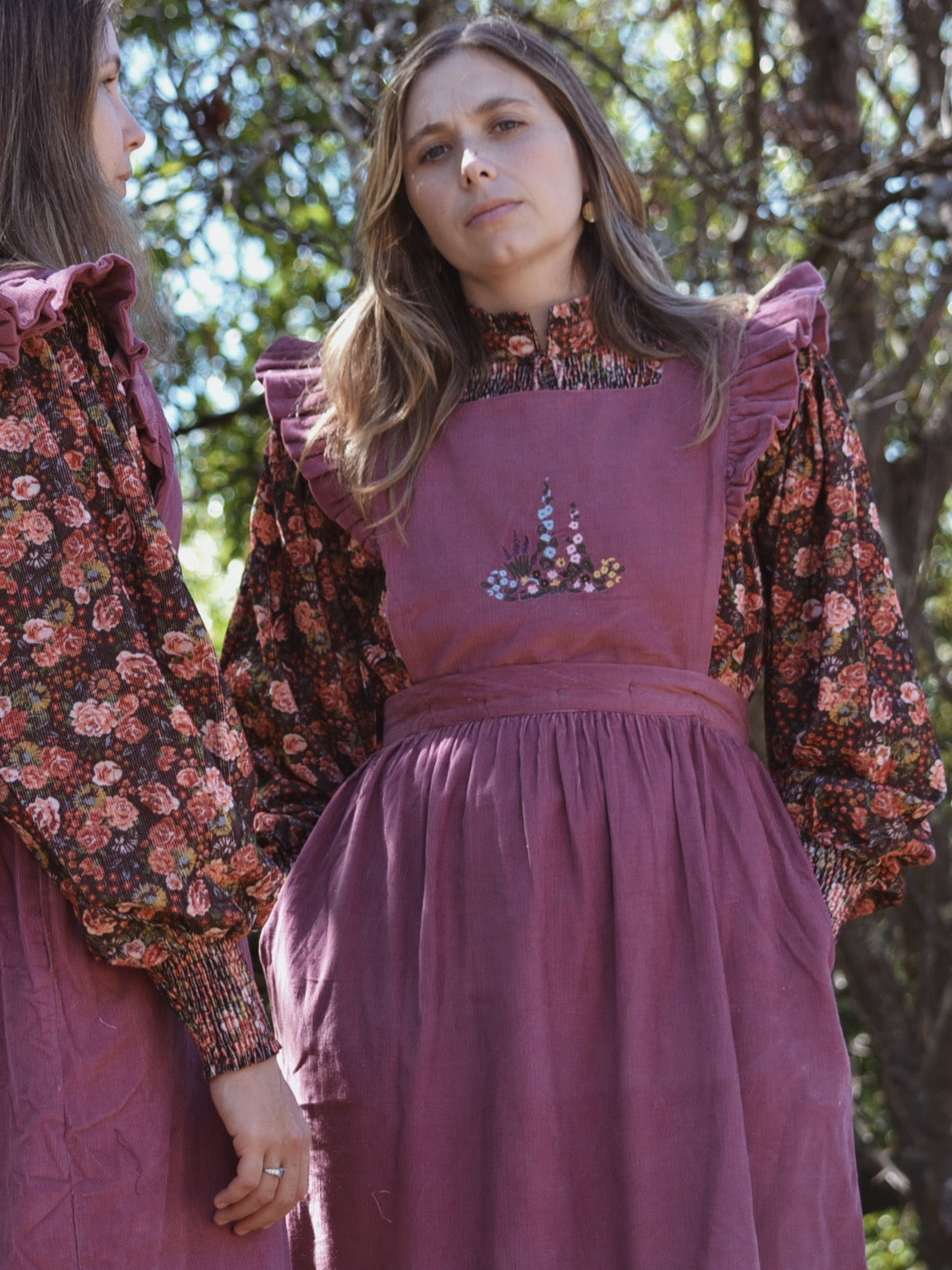 100% RECYCLED COTTON - ANOUK RUFFLE PINAFORE/SKIRT CORDUROY