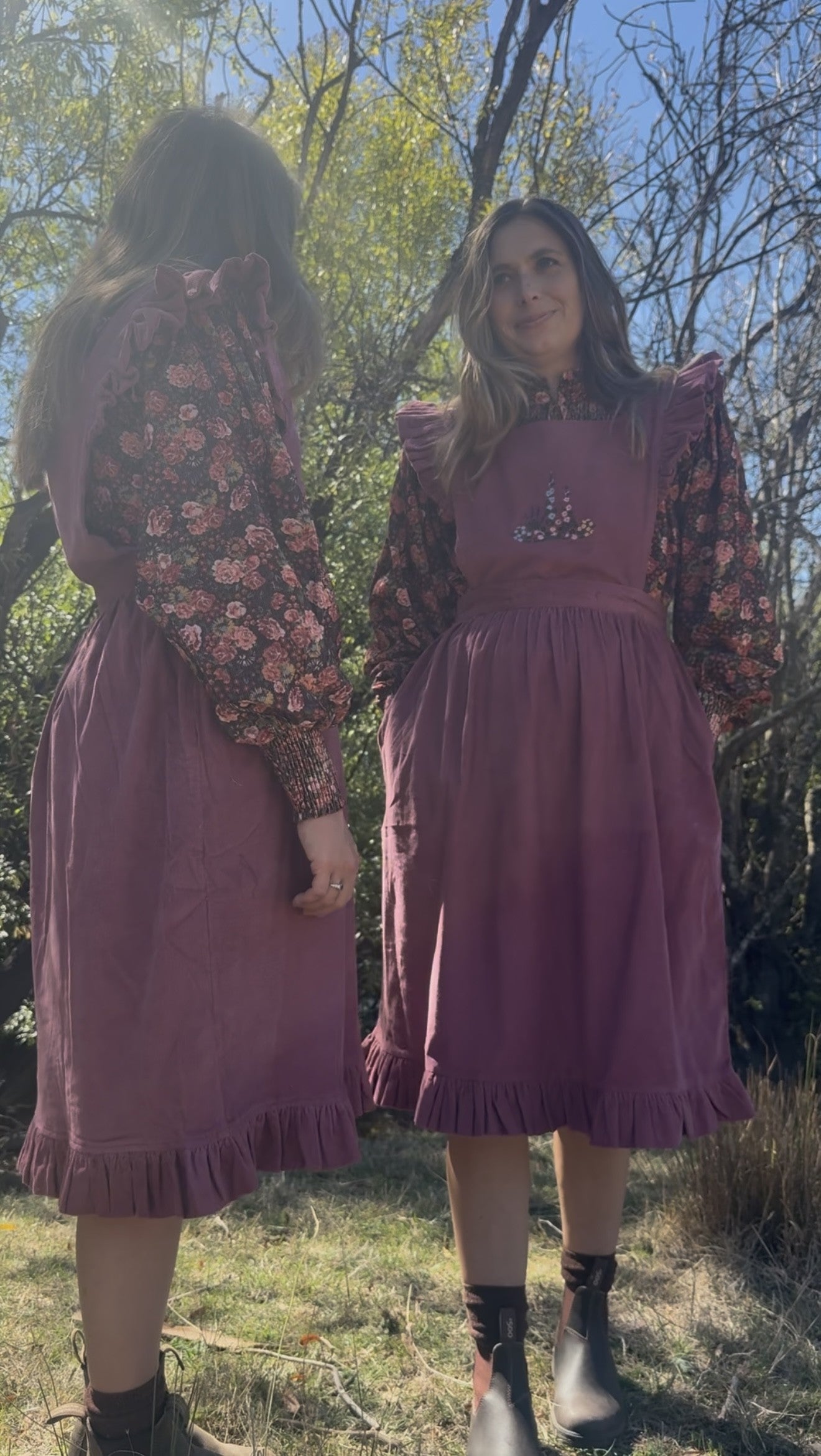 100% RECYCLED COTTON - ANOUK RUFFLE PINAFORE/SKIRT CORDUROY