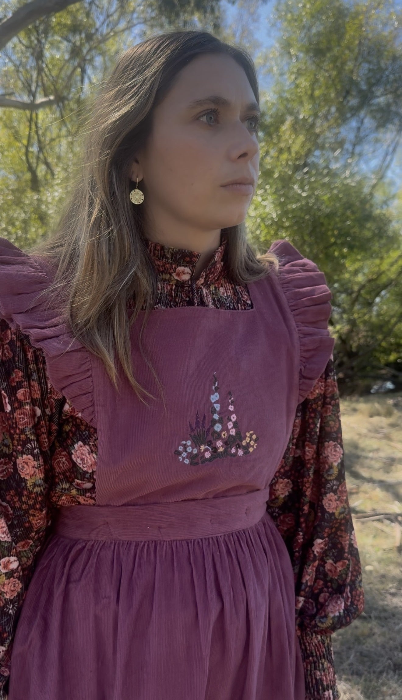 100% RECYCLED COTTON - ANOUK RUFFLE PINAFORE/SKIRT CORDUROY