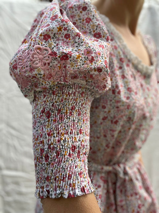 SECOND - AUGUSTINE MAXI DRESS PINK DITSY FLORAL
