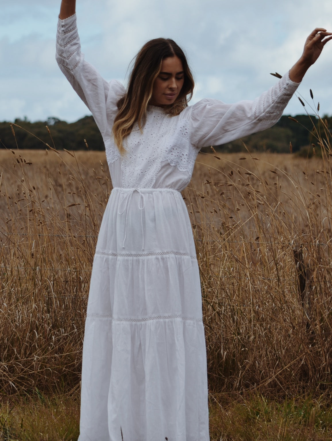 SAINSBURY COTTON LACE DRESS WHITE