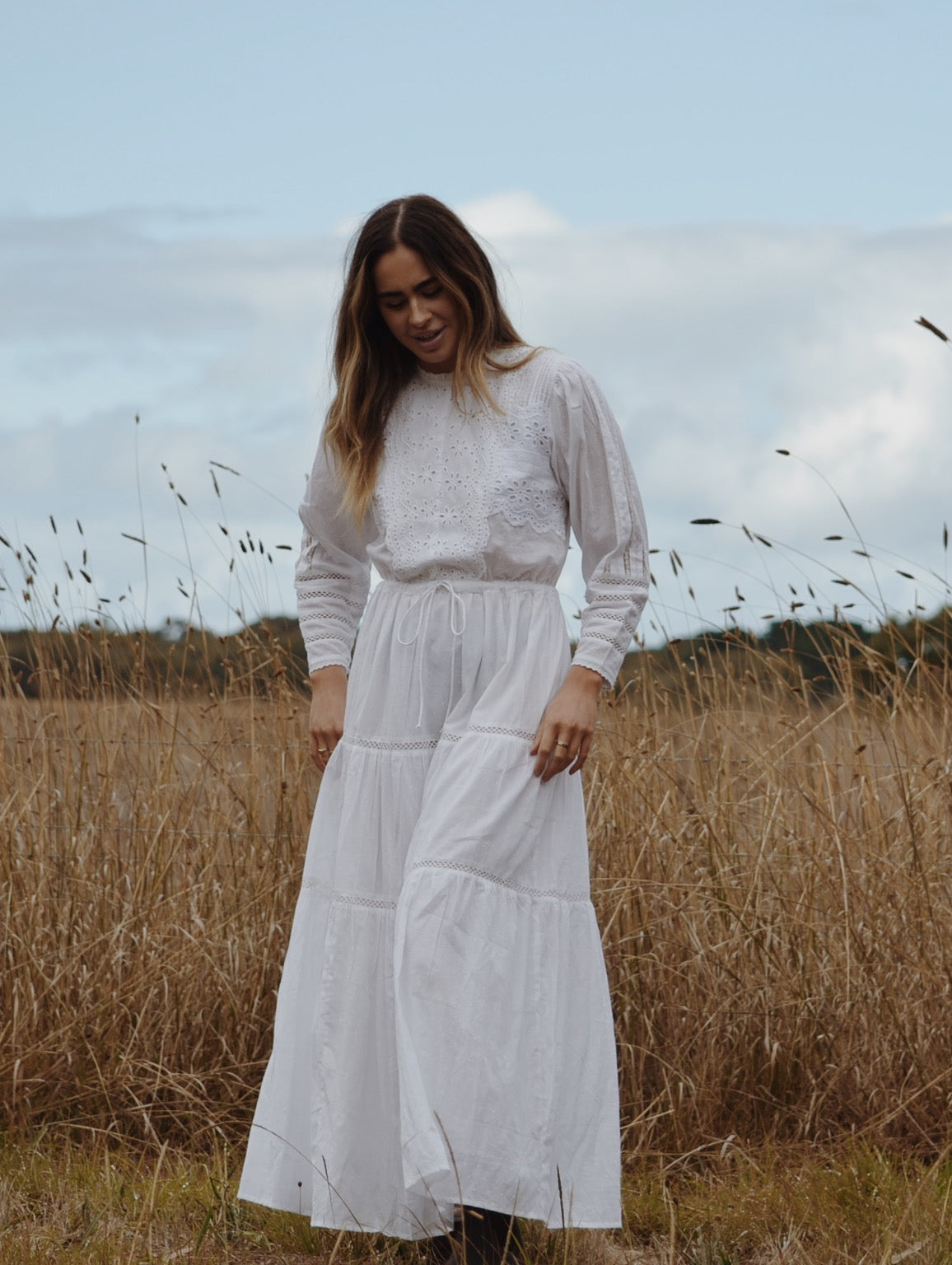 SAINSBURY COTTON LACE DRESS WHITE