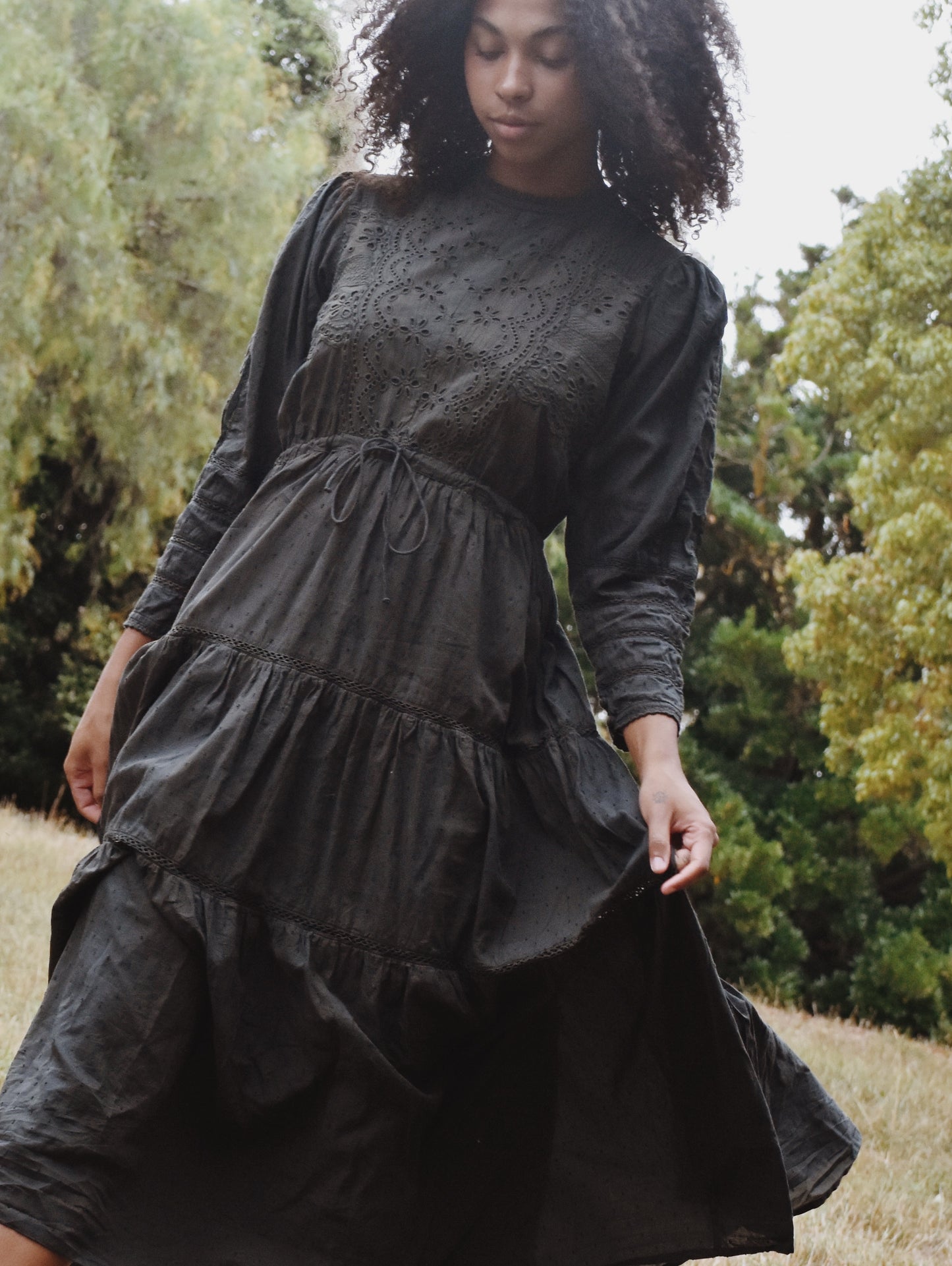 SAINSBURY COTTON LACE DRESS WASHED BLACK