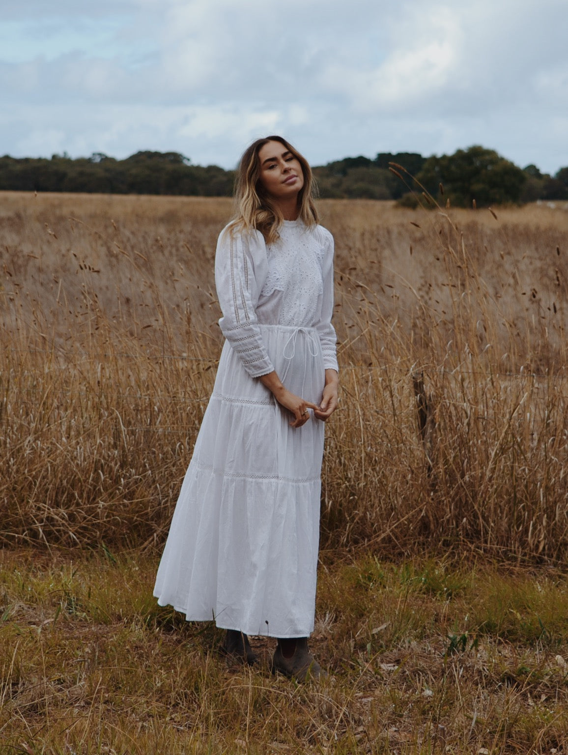 SAINSBURY COTTON LACE DRESS WHITE