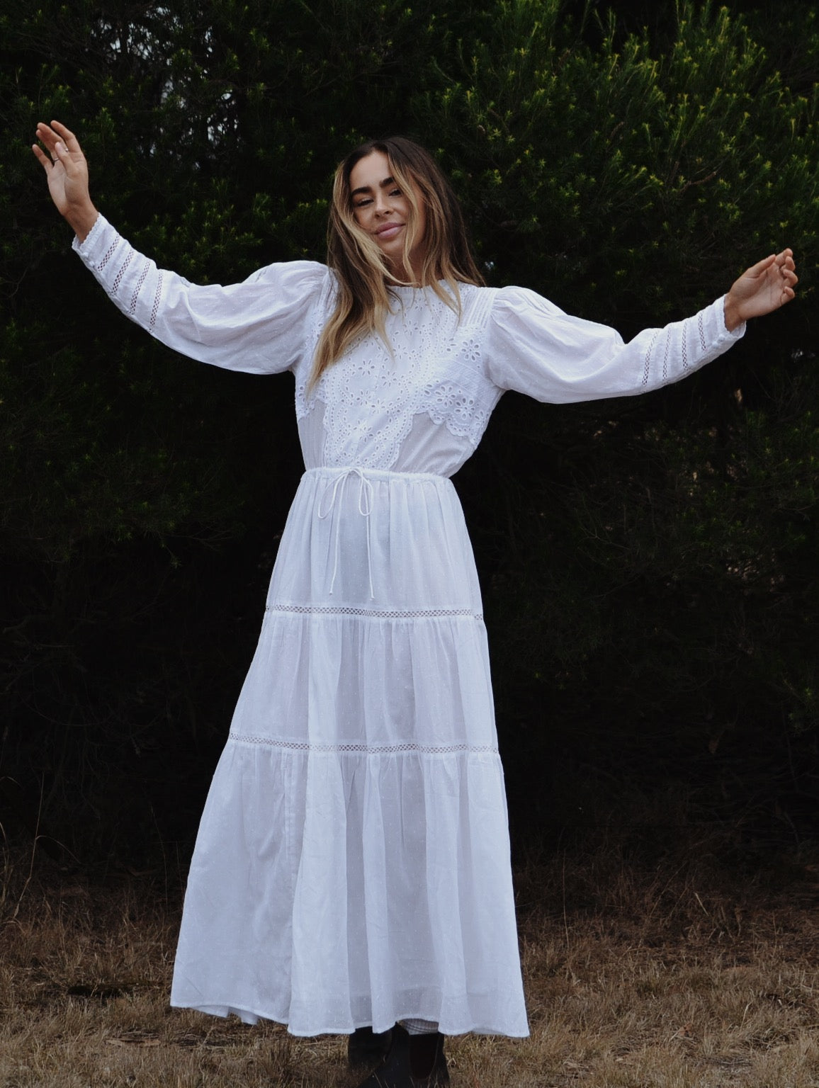 SAINSBURY COTTON LACE DRESS WHITE