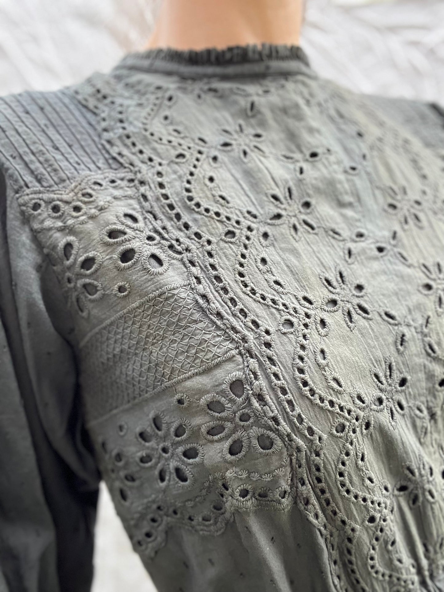 SAINSBURY COTTON LACE DRESS WASHED BLACK