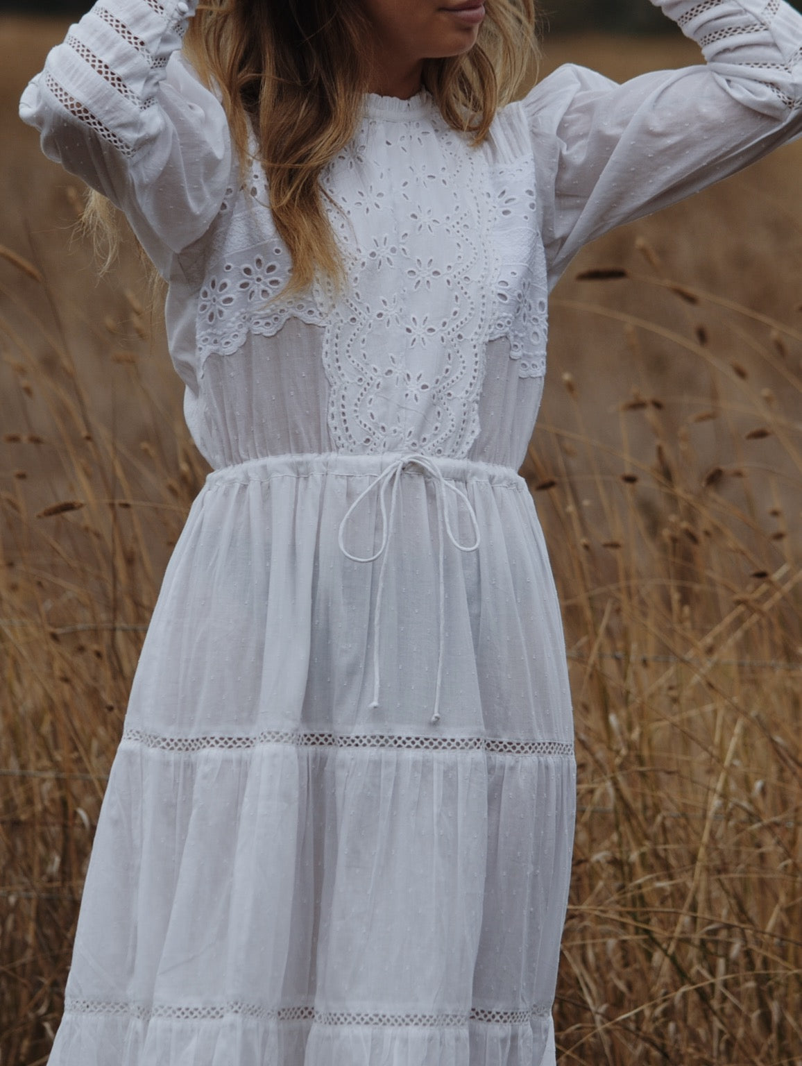 SAINSBURY COTTON LACE DRESS WHITE