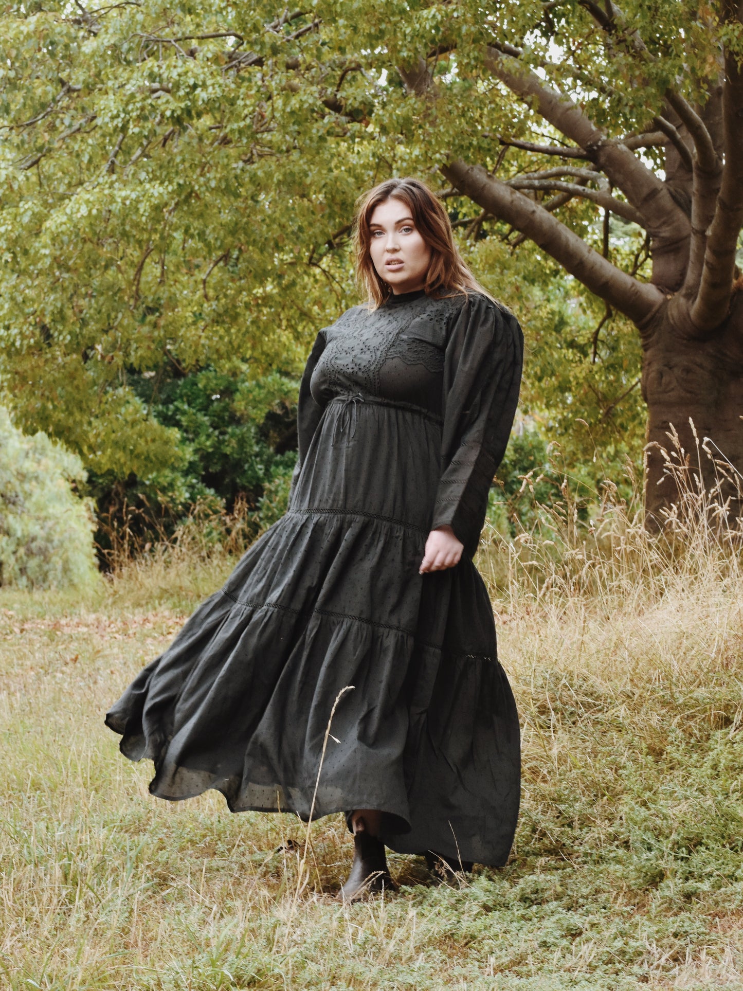 SAINSBURY COTTON LACE DRESS WASHED BLACK