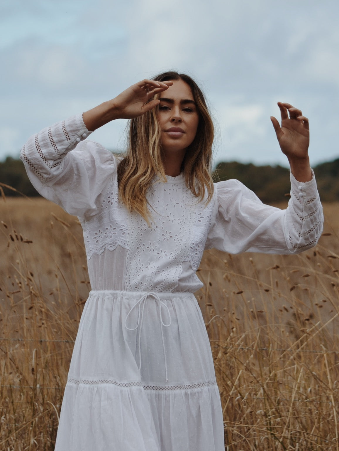 SAINSBURY COTTON LACE DRESS WHITE