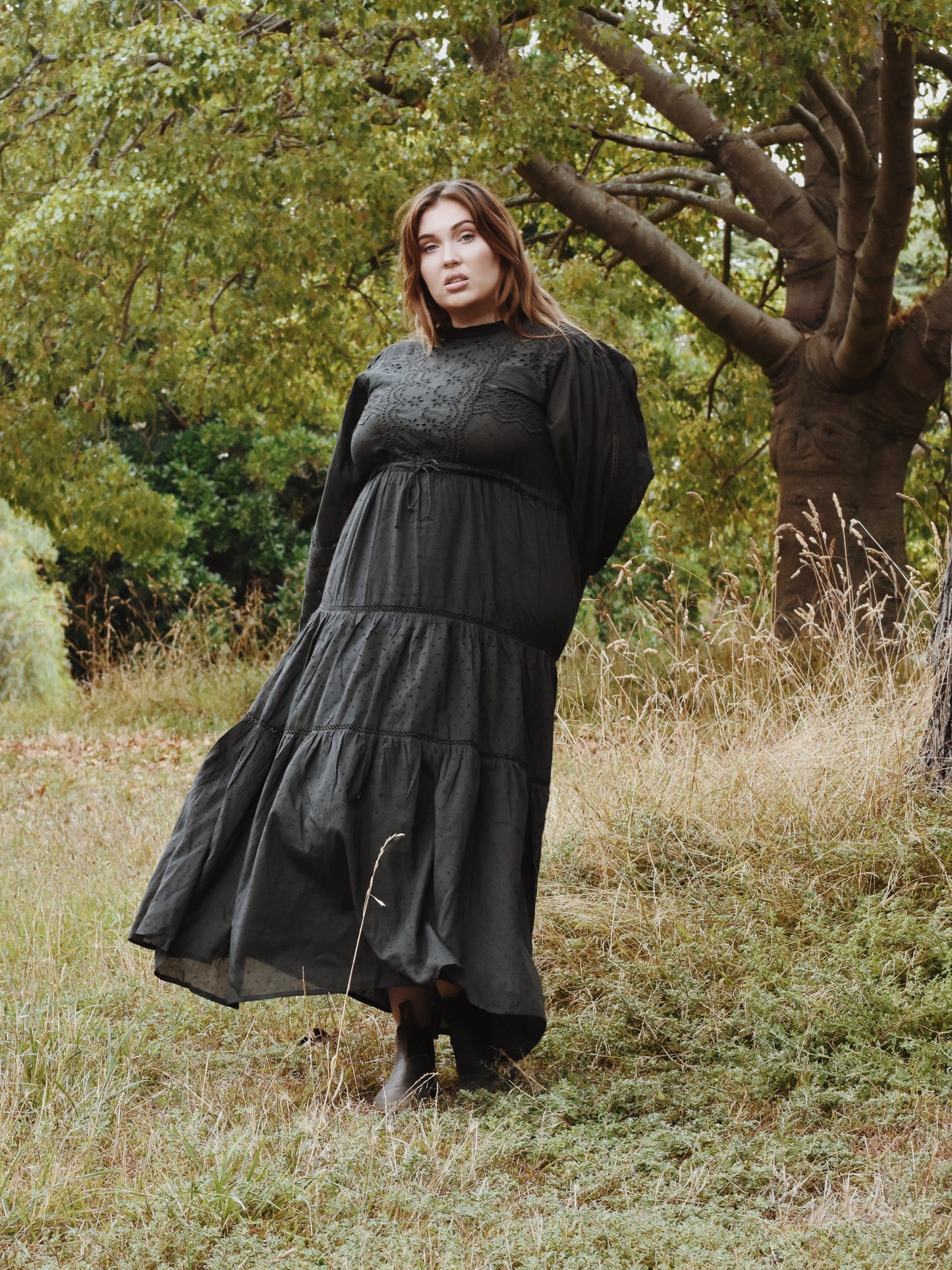 SAINSBURY COTTON LACE DRESS WASHED BLACK