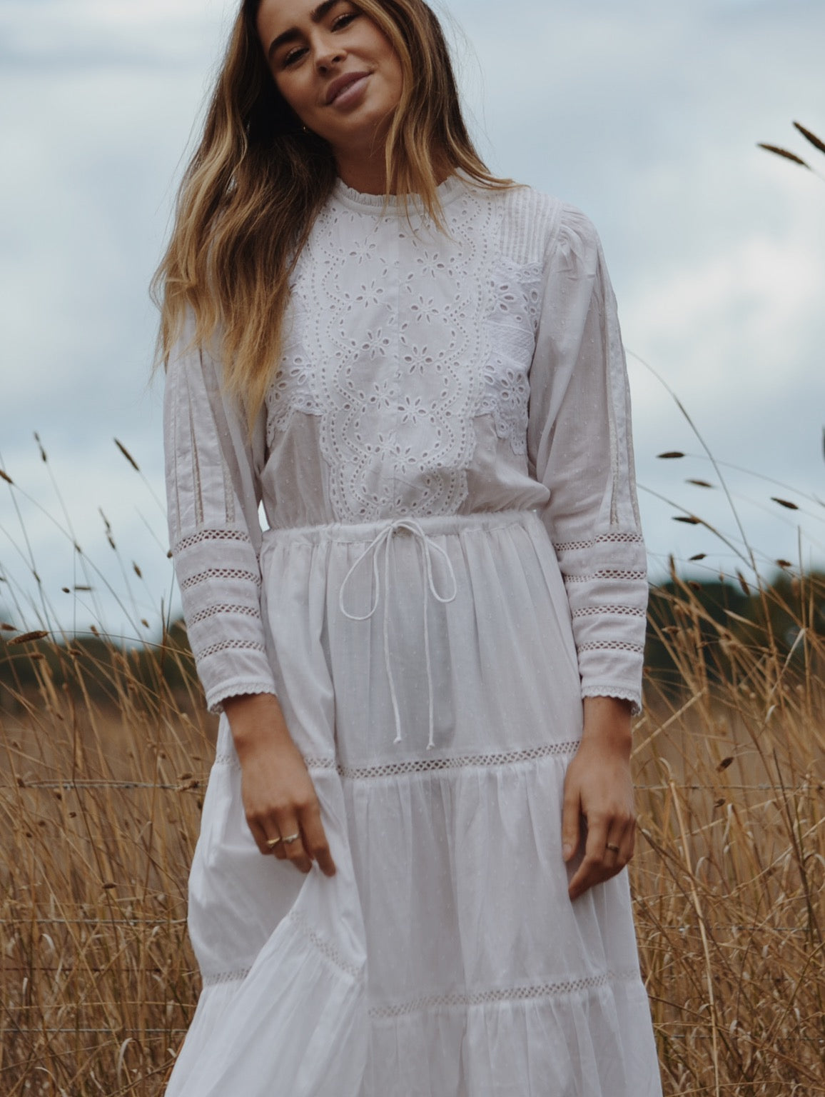 SAINSBURY COTTON LACE DRESS WHITE