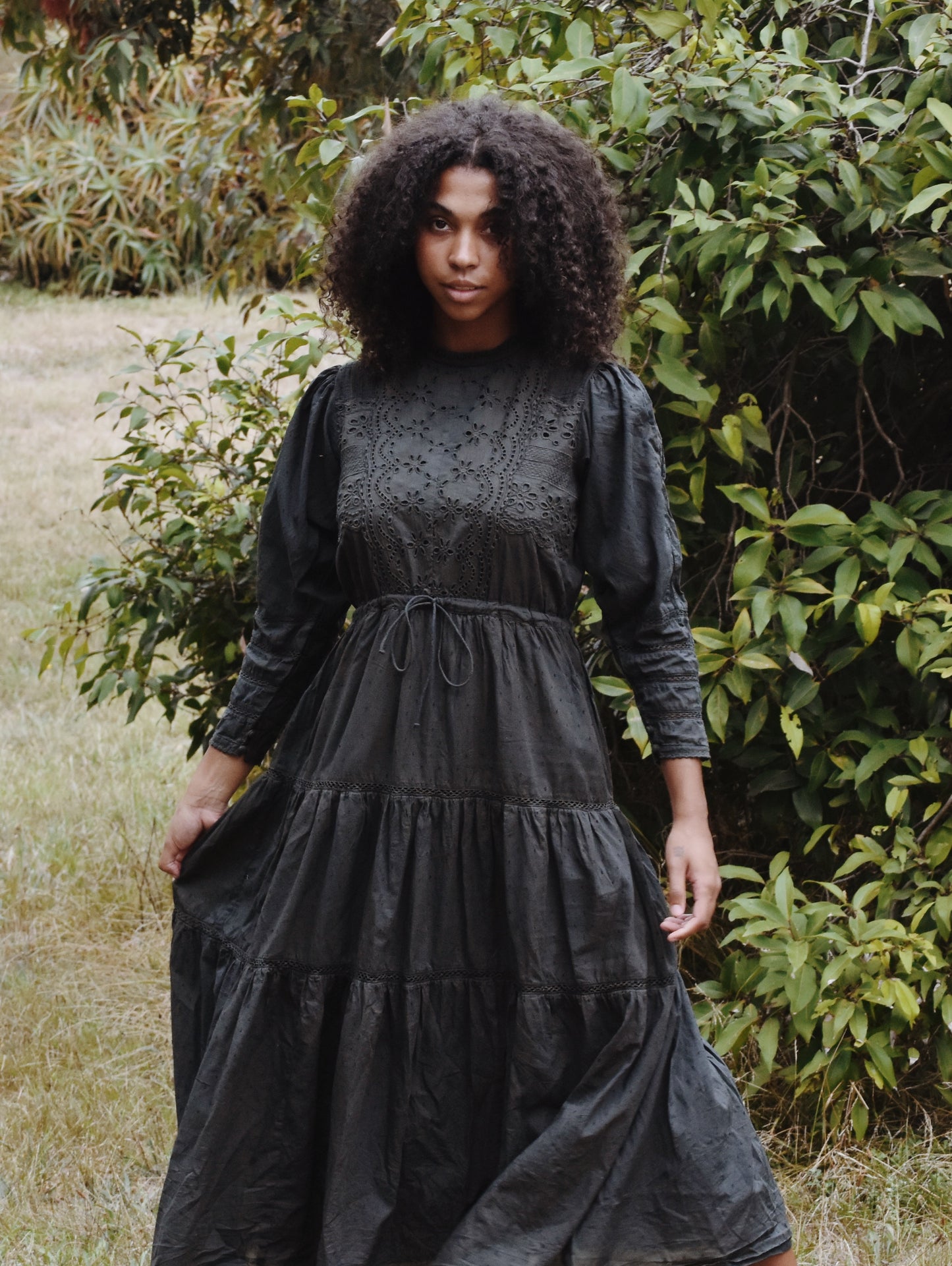 SAINSBURY COTTON LACE DRESS WASHED BLACK
