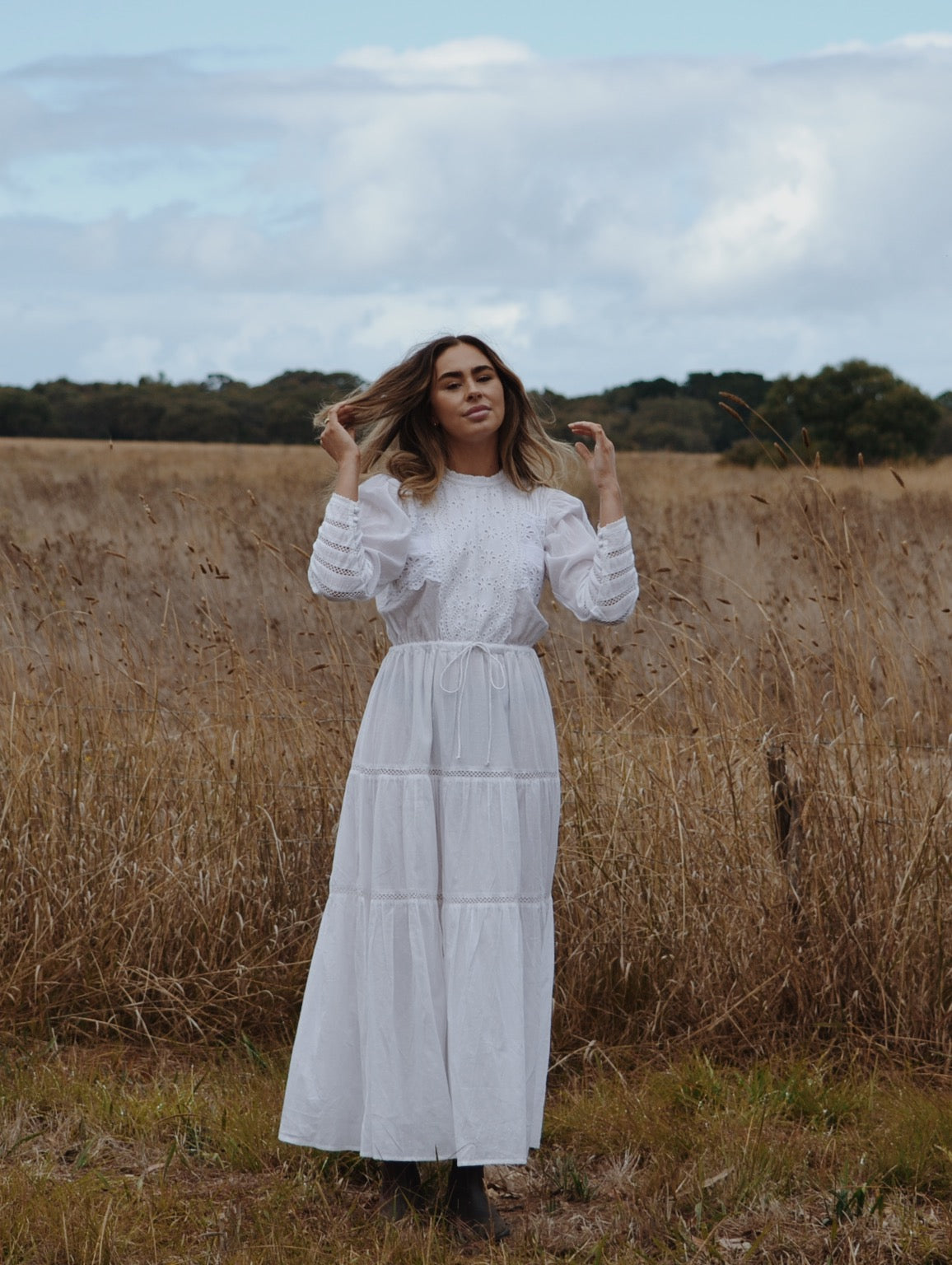 SAINSBURY COTTON LACE DRESS WHITE