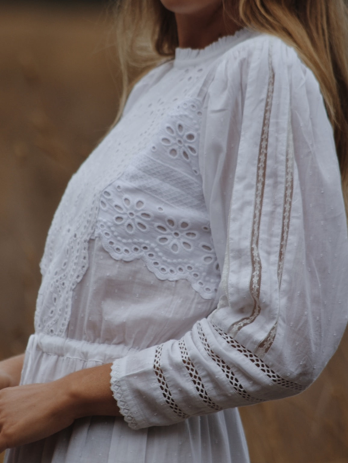 SAINSBURY COTTON LACE DRESS WHITE