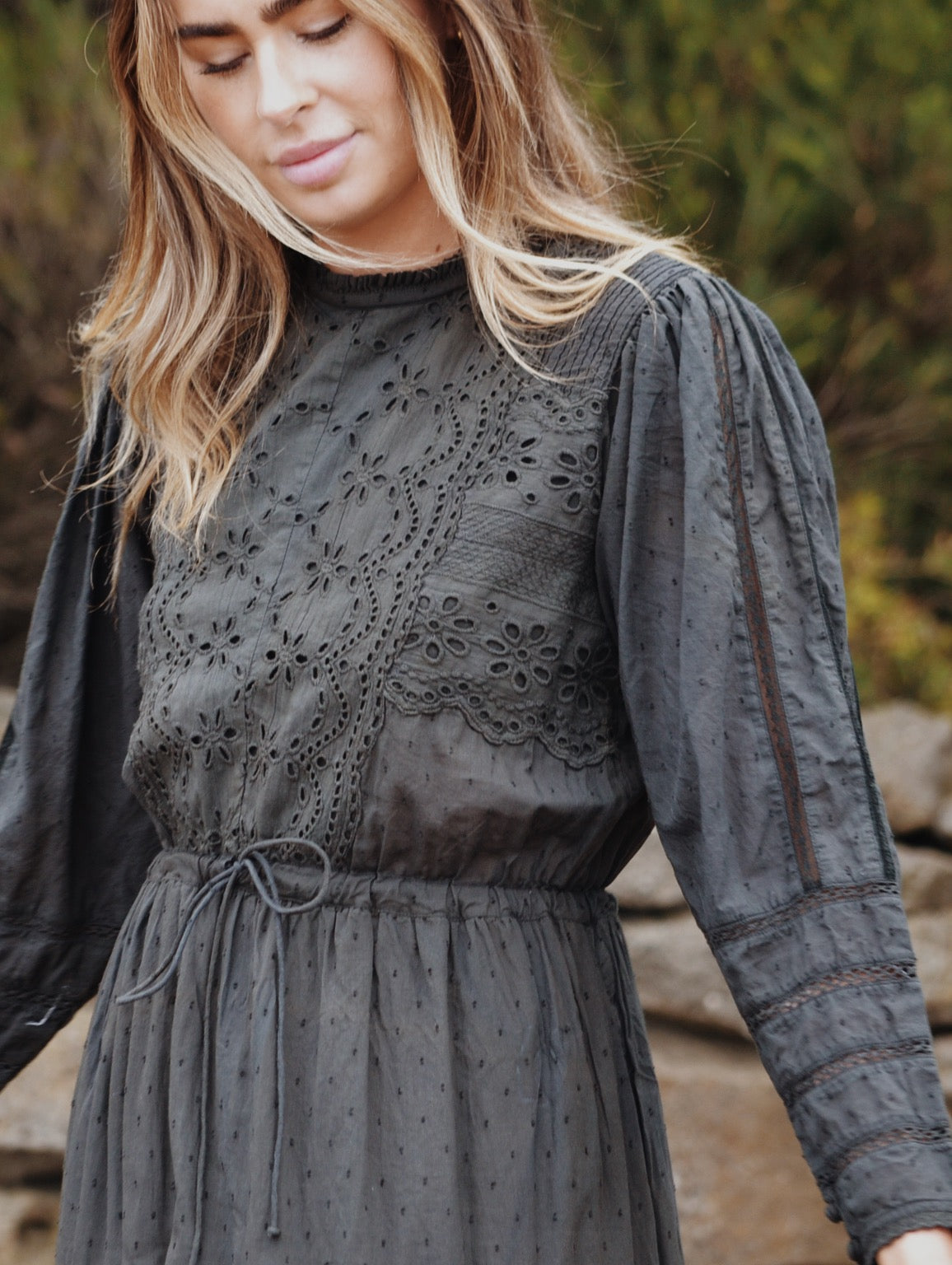 SAINSBURY COTTON LACE DRESS WASHED BLACK