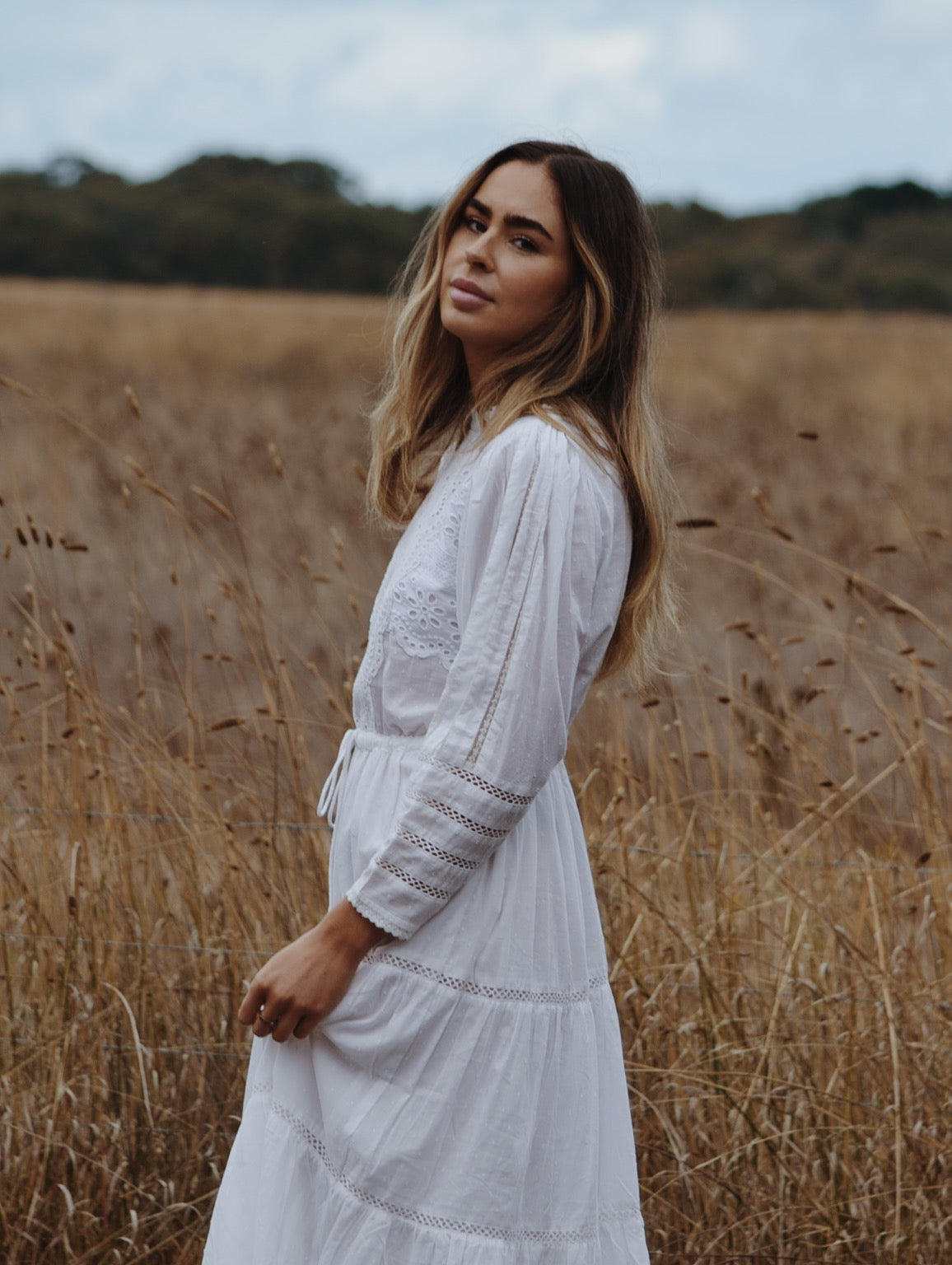 SAINSBURY COTTON LACE DRESS WHITE