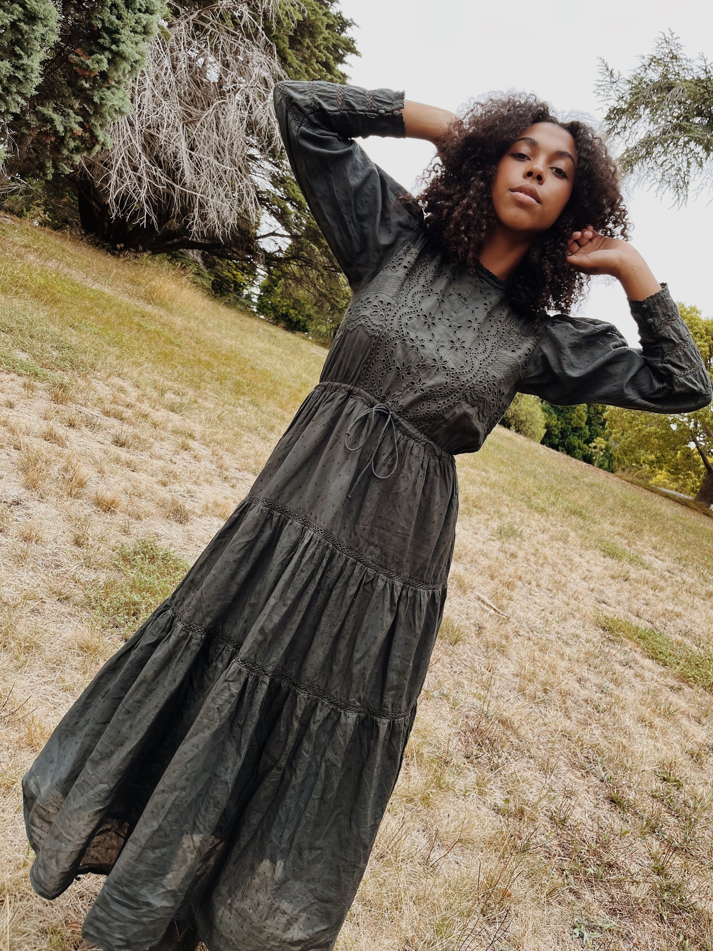 SAINSBURY COTTON LACE DRESS WASHED BLACK