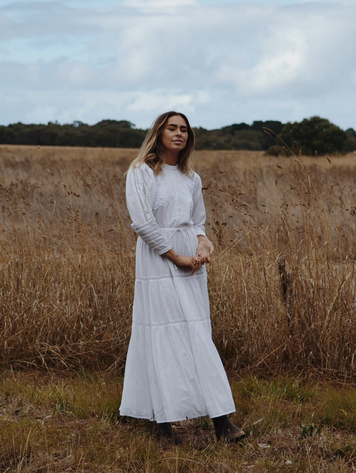 SAINSBURY COTTON LACE DRESS WHITE