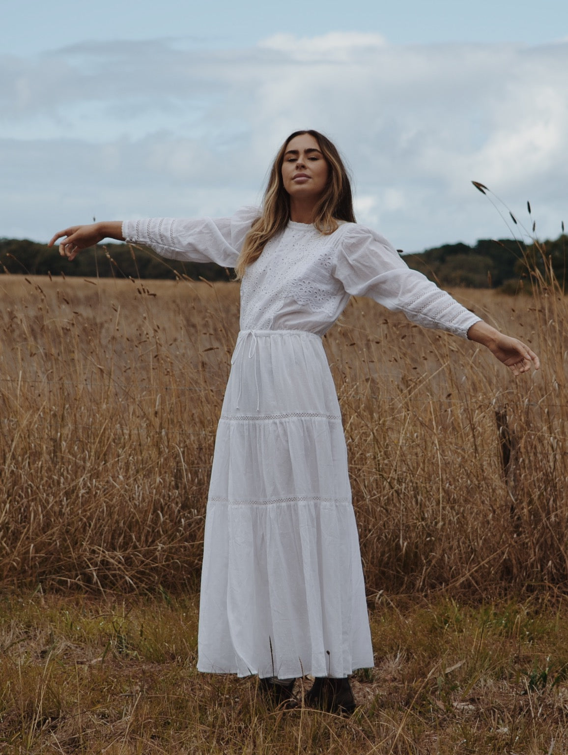 SAINSBURY COTTON LACE DRESS WHITE