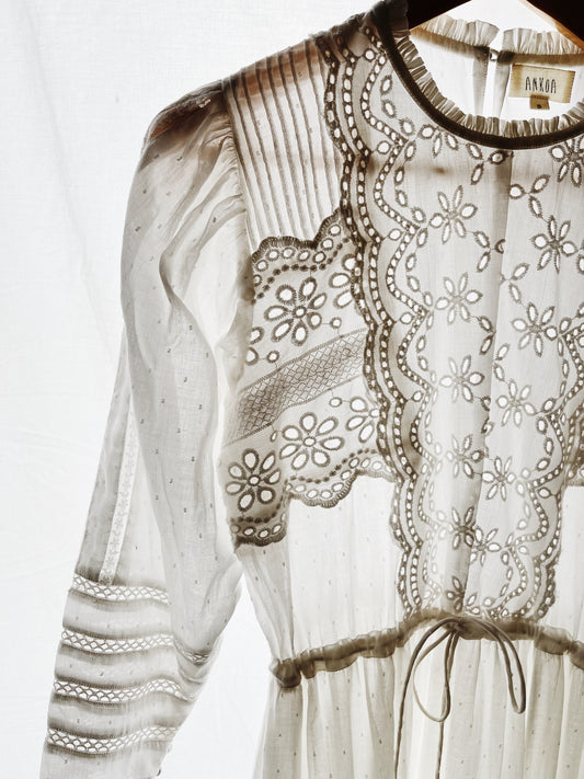 SAINSBURY COTTON LACE DRESS WHITE