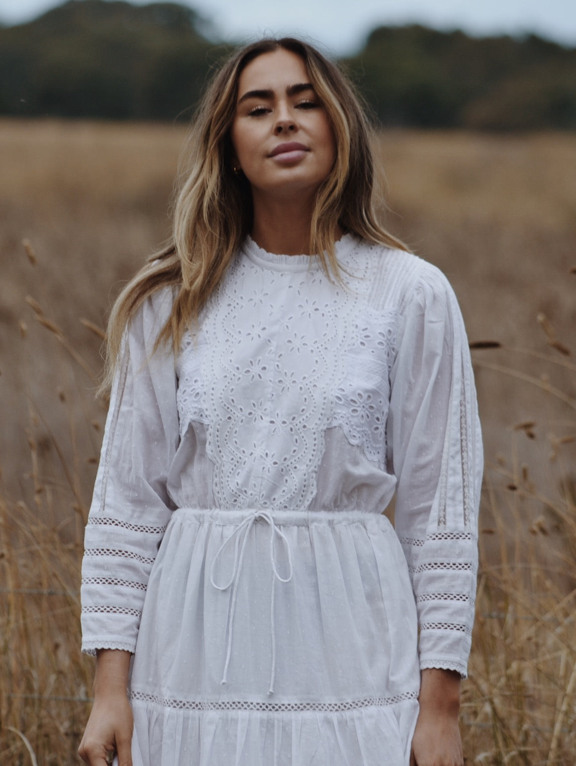 SAINSBURY COTTON LACE DRESS WHITE