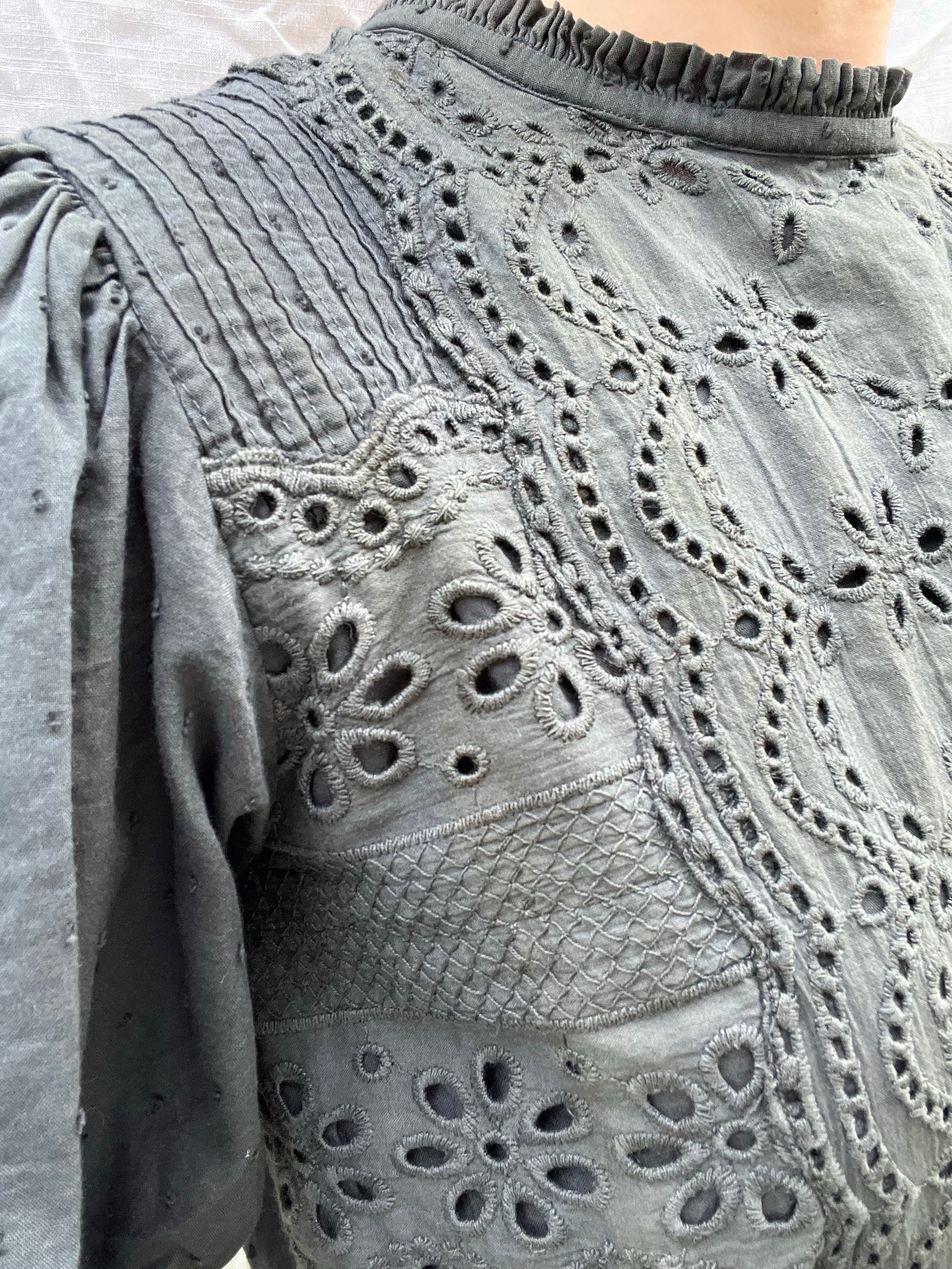 SAINSBURY COTTON LACE DRESS WASHED BLACK