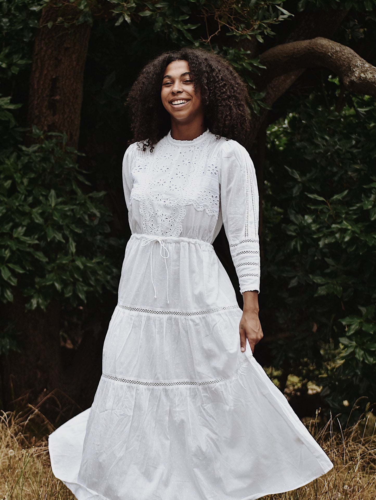 SAINSBURY COTTON LACE DRESS WHITE