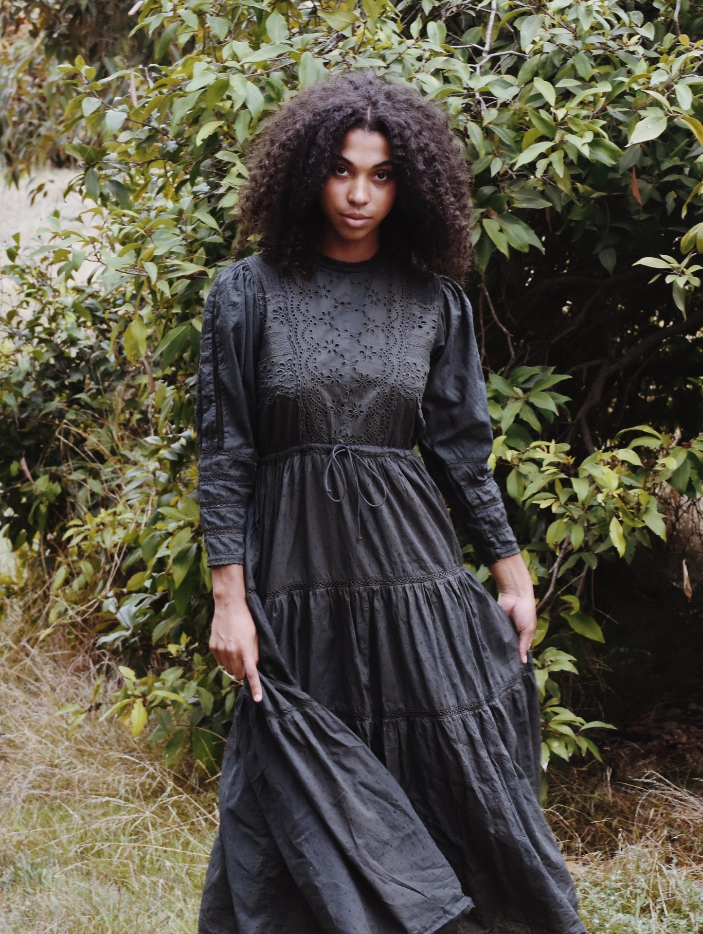 SAINSBURY COTTON LACE DRESS WASHED BLACK