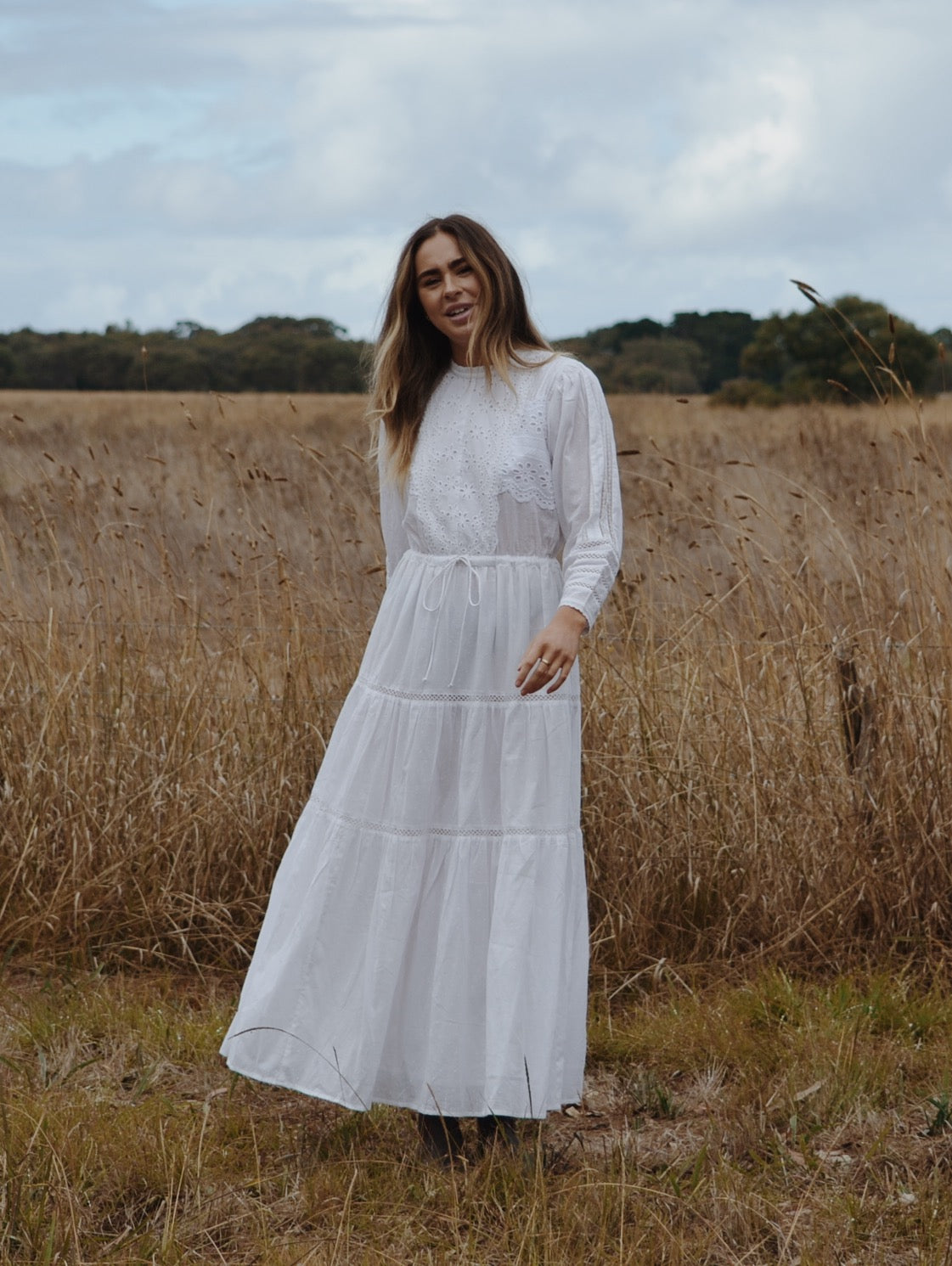 SAINSBURY COTTON LACE DRESS WHITE