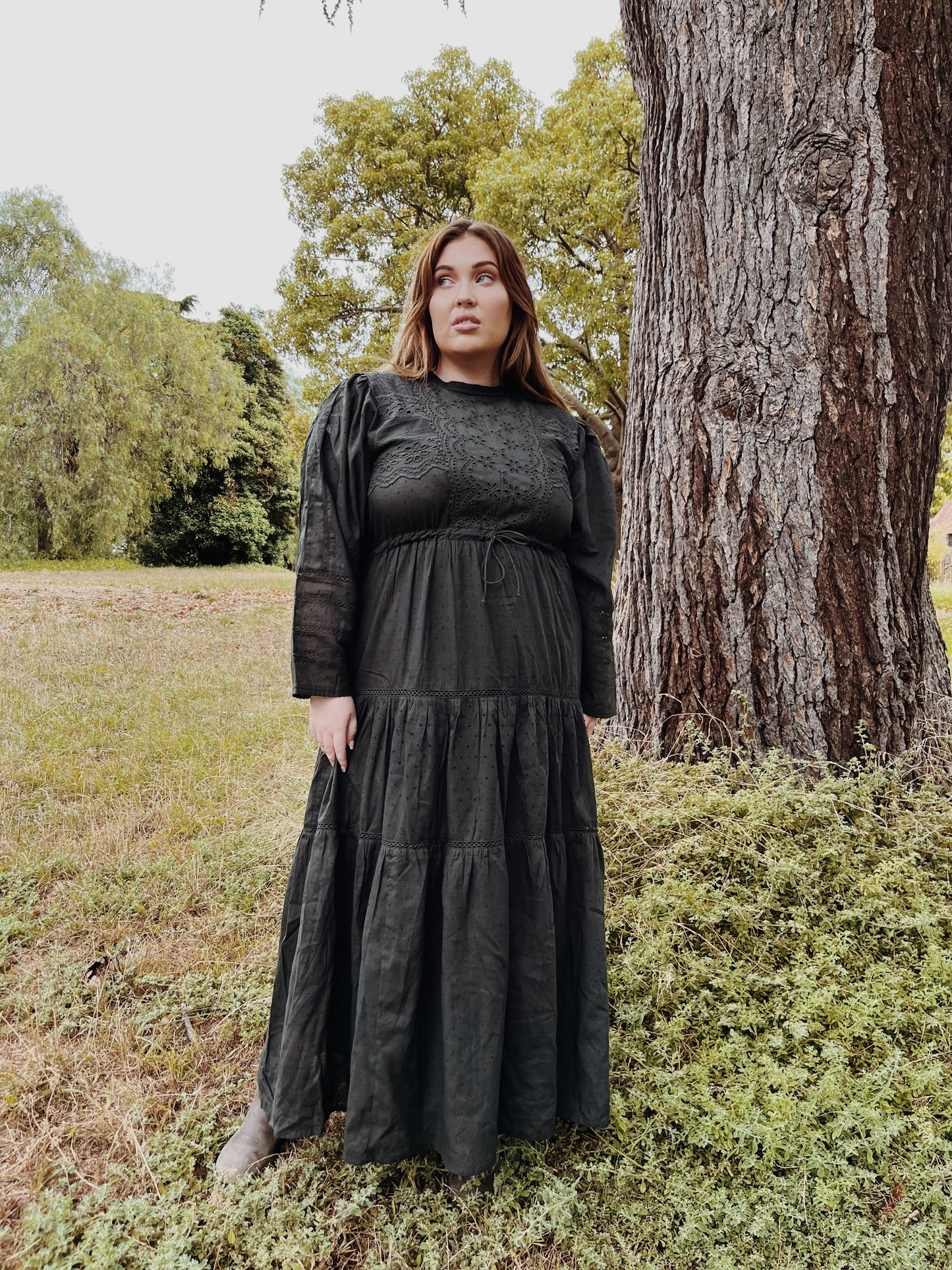 SAINSBURY COTTON LACE DRESS WASHED BLACK