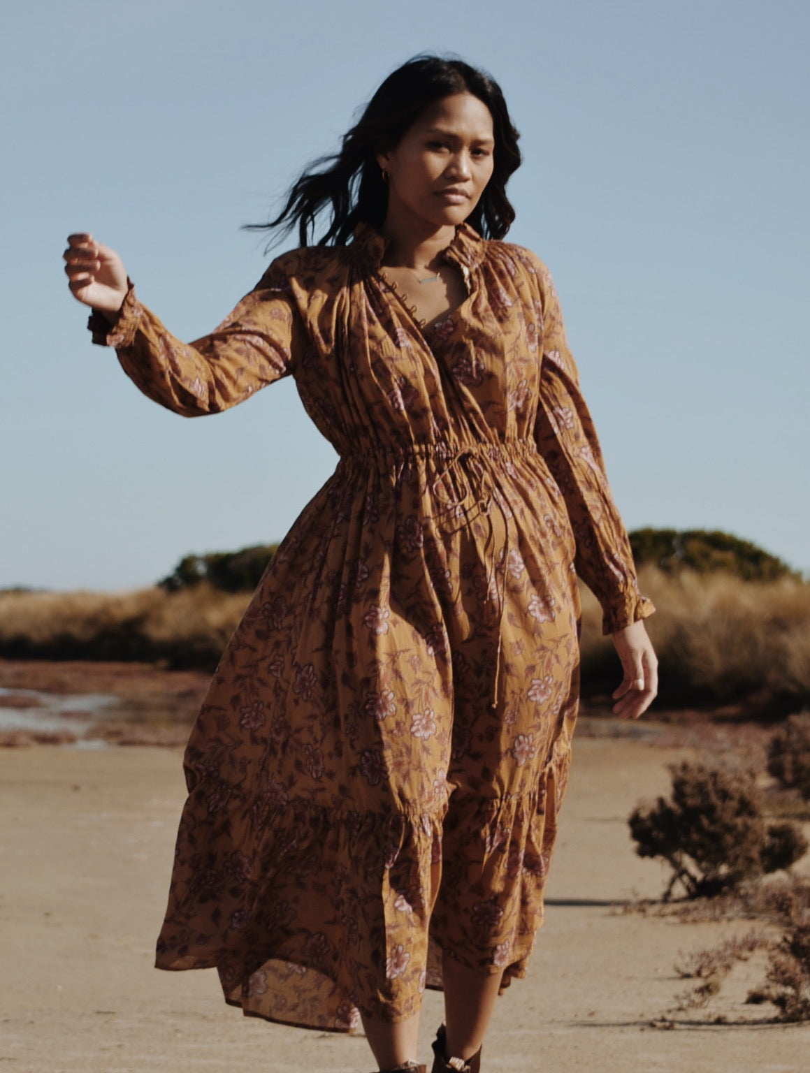 PRAIRIE DRESS ITOH PEONY HAND PAINTED PRINT