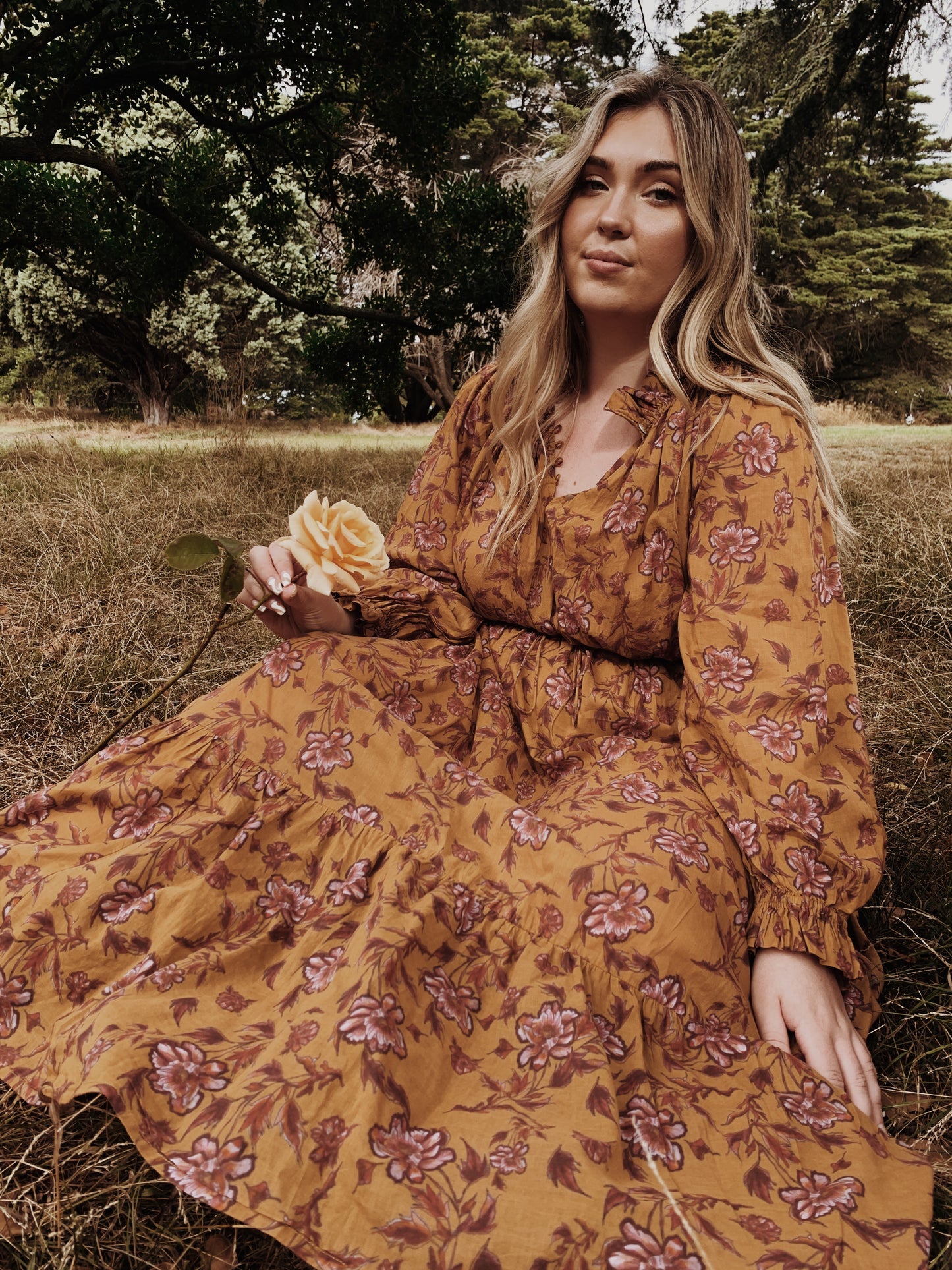 PRAIRIE DRESS ITOH PEONY HAND PAINTED PRINT