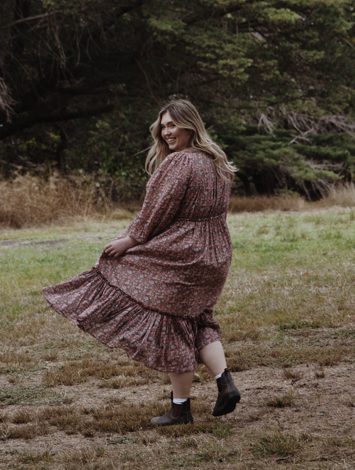 SMALL RESTOCK - MAÈLI MIDI DRESS BROWN FLORAL