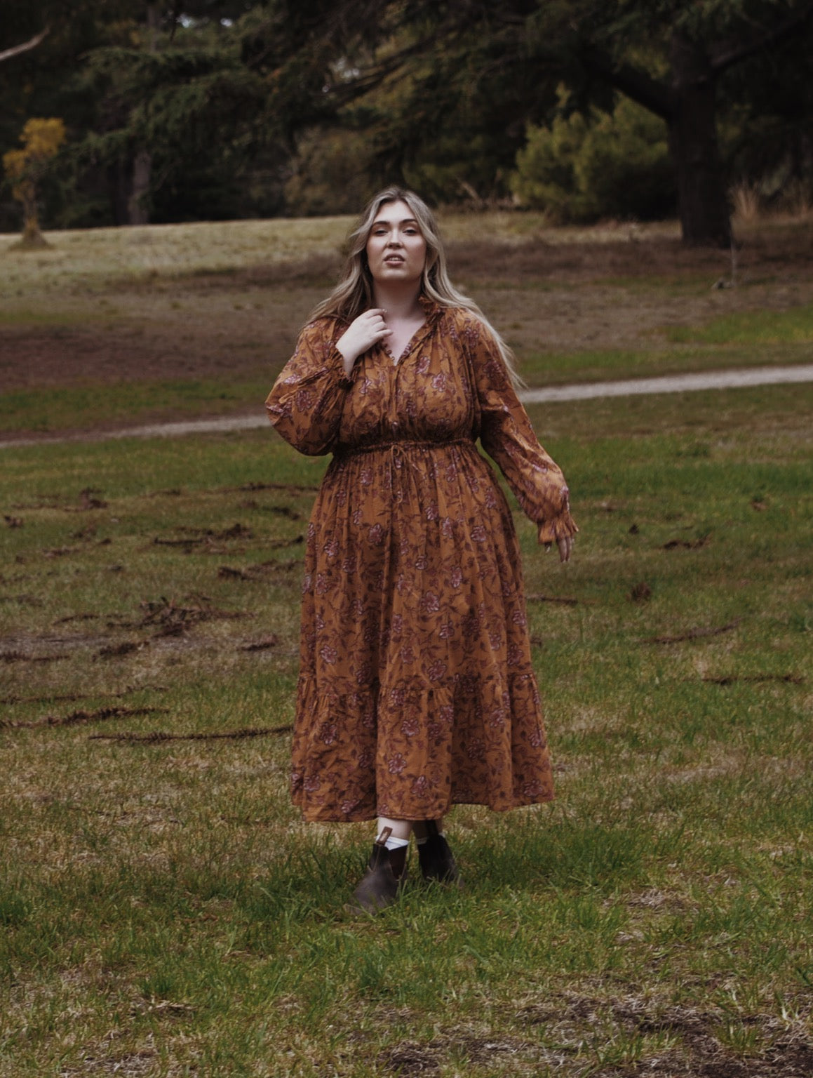 PRAIRIE DRESS ITOH PEONY HAND PAINTED PRINT