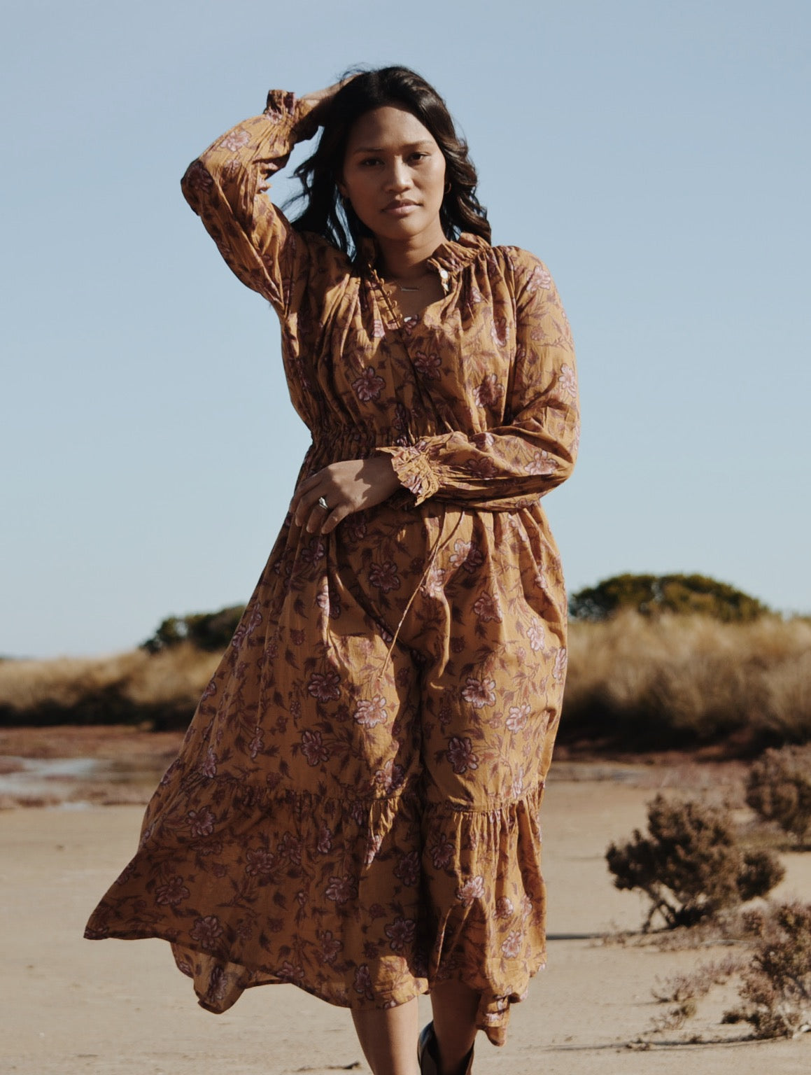 PRAIRIE DRESS ITOH PEONY HAND PAINTED PRINT