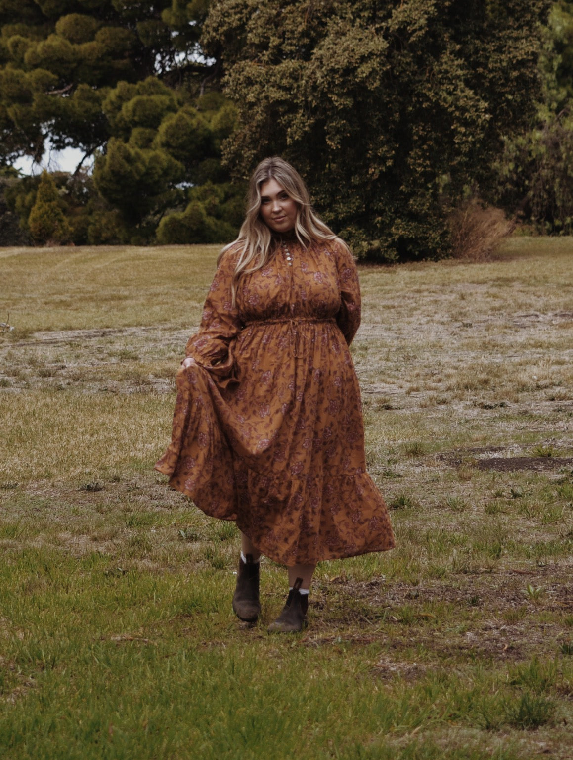 PRAIRIE DRESS ITOH PEONY HAND PAINTED PRINT