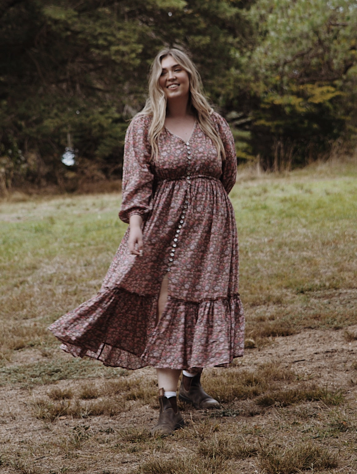 SMALL RESTOCK - MAÈLI MIDI DRESS BROWN FLORAL