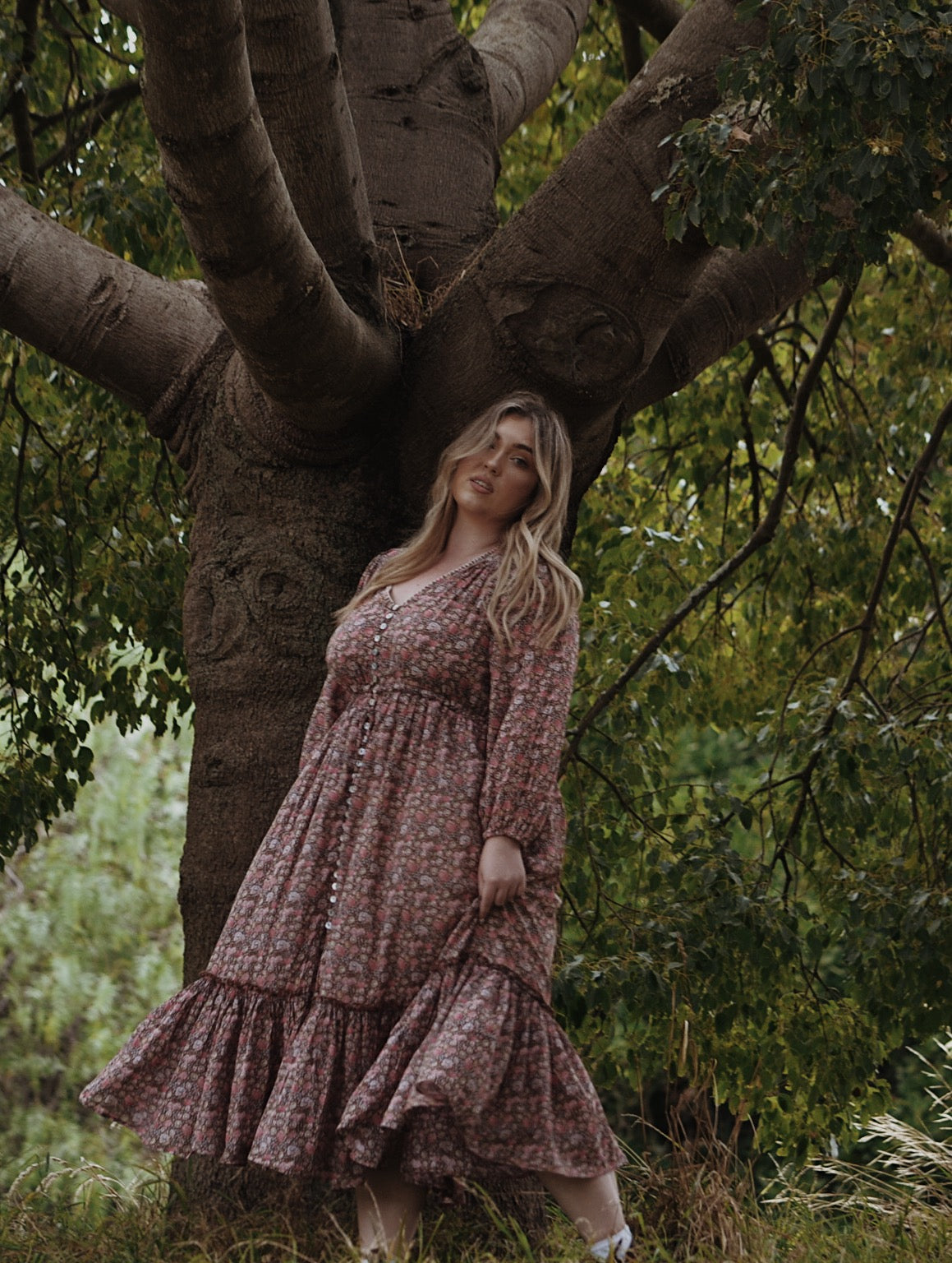SMALL RESTOCK - MAÈLI MIDI DRESS BROWN FLORAL