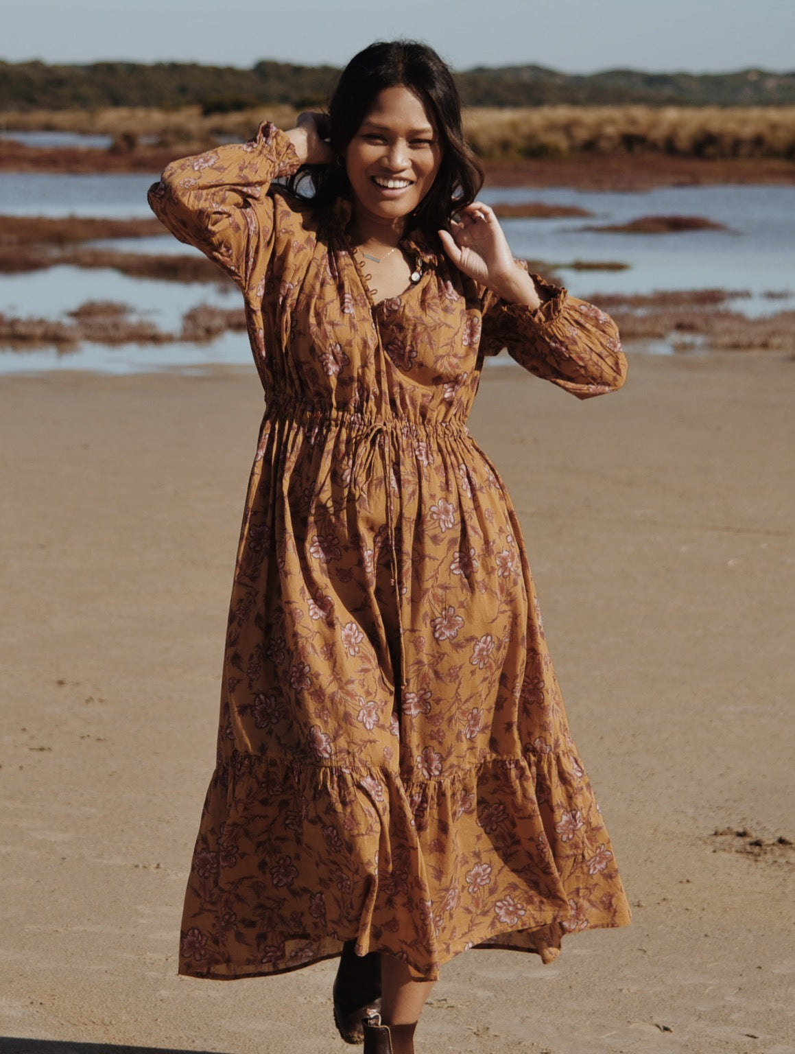 PRAIRIE DRESS ITOH PEONY HAND PAINTED PRINT