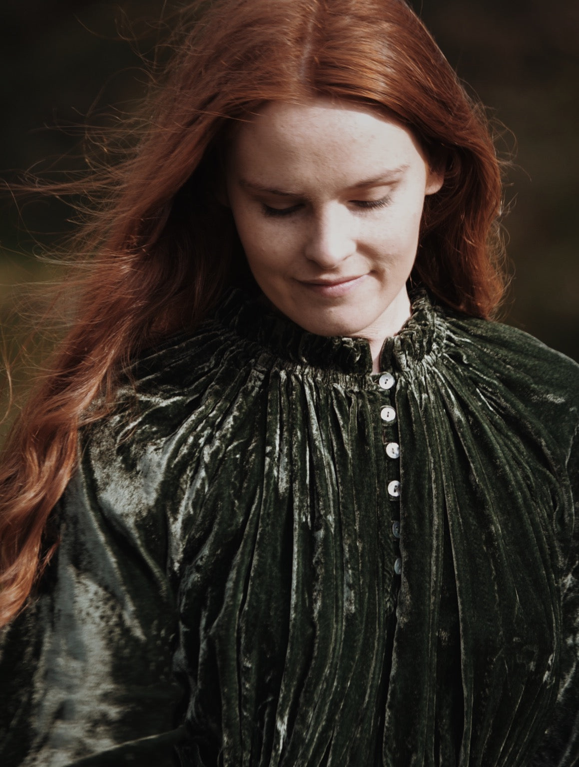 PRAIRIE SILK VELVET DRESS FOREST GREEN