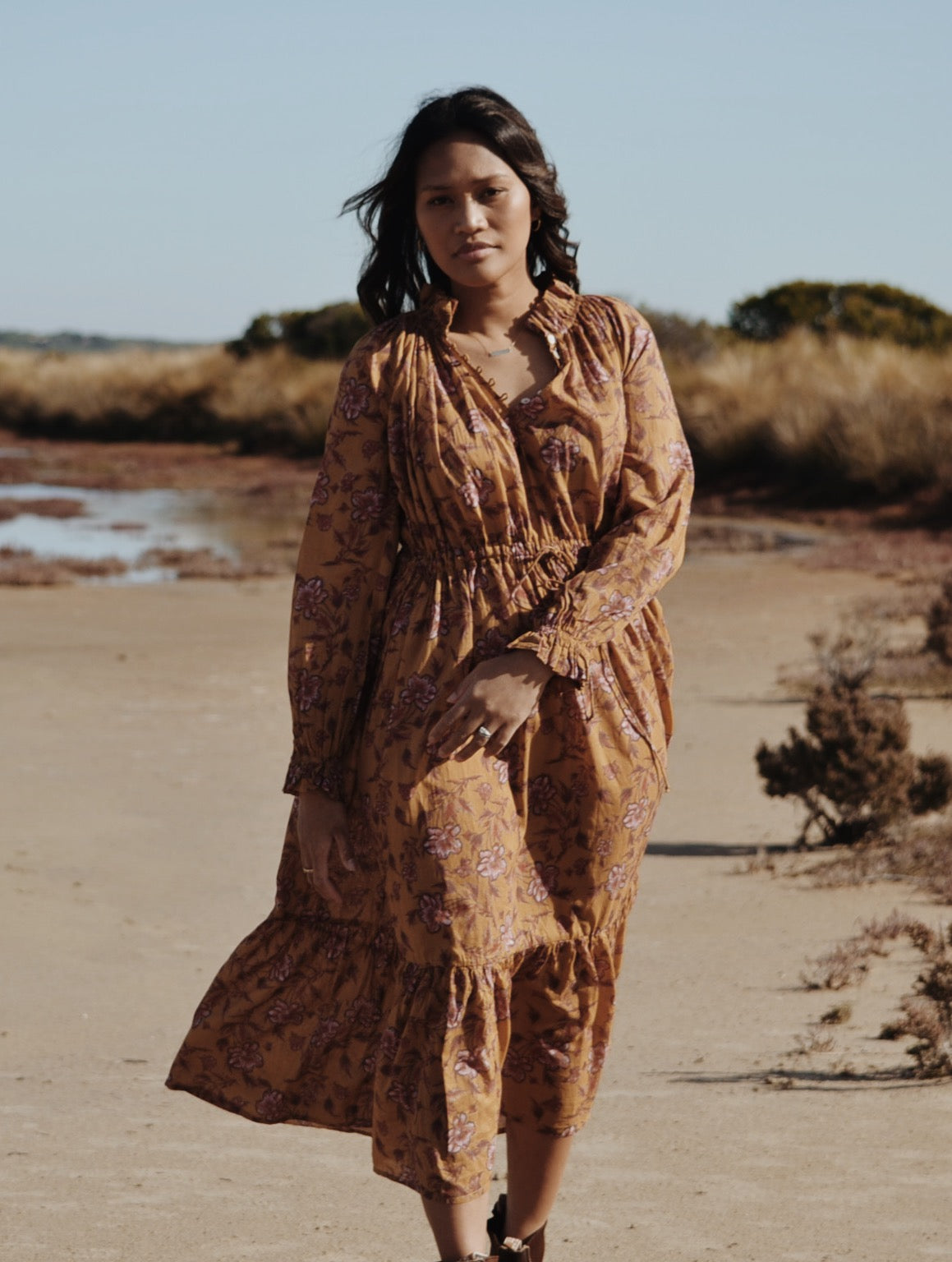 PRAIRIE DRESS ITOH PEONY HAND PAINTED PRINT