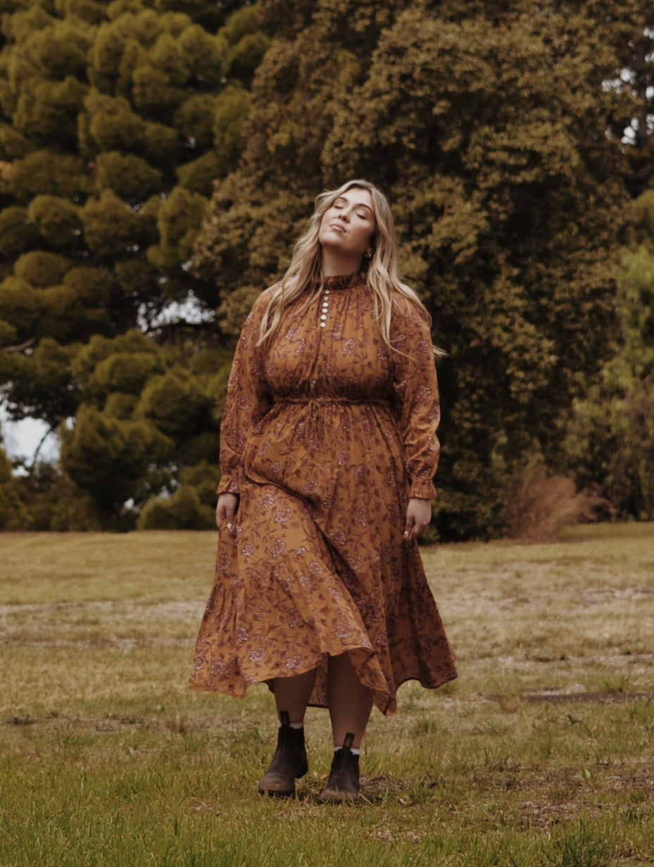 PRAIRIE DRESS ITOH PEONY HAND PAINTED PRINT