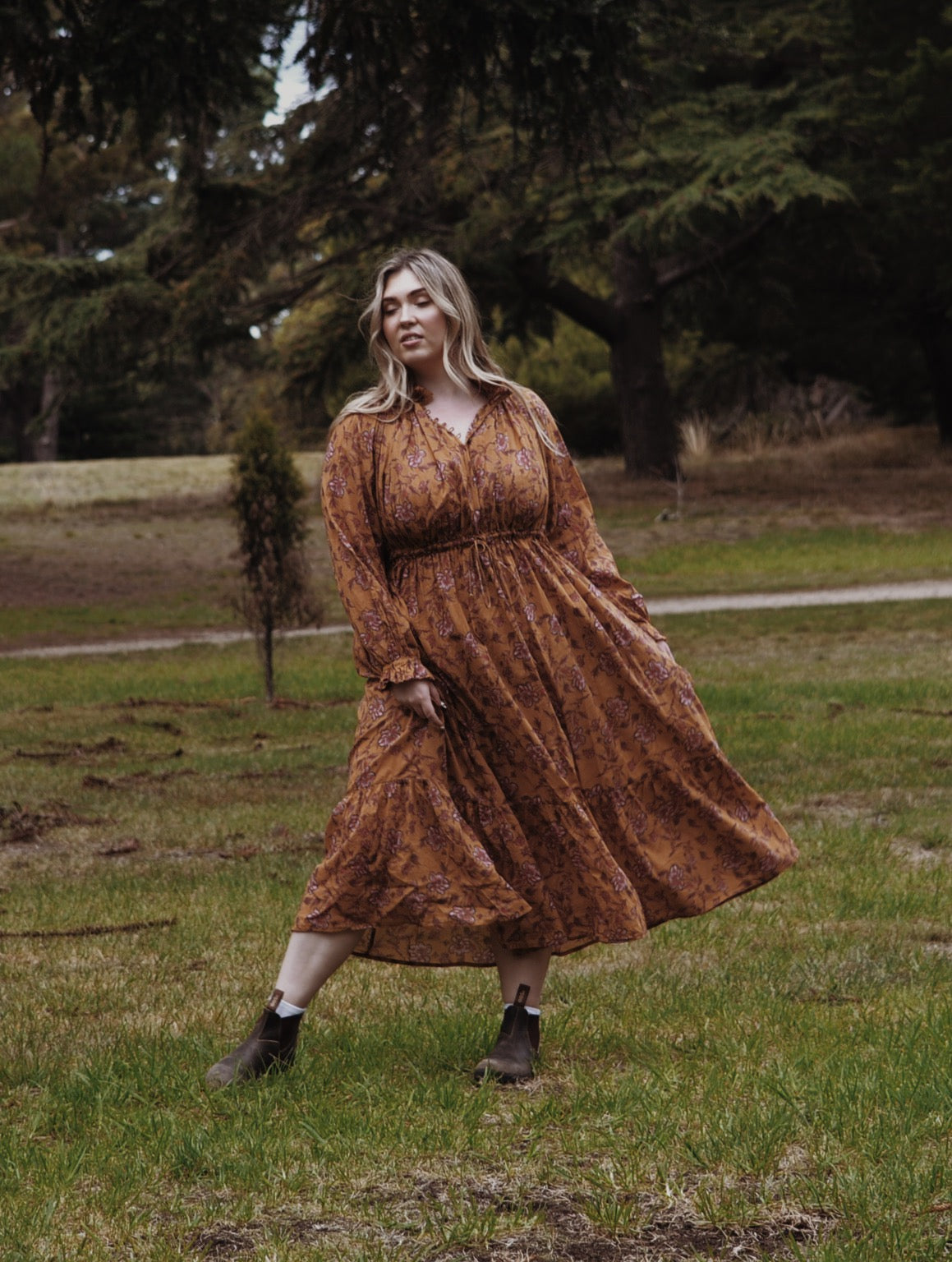 PRAIRIE DRESS ITOH PEONY HAND PAINTED PRINT