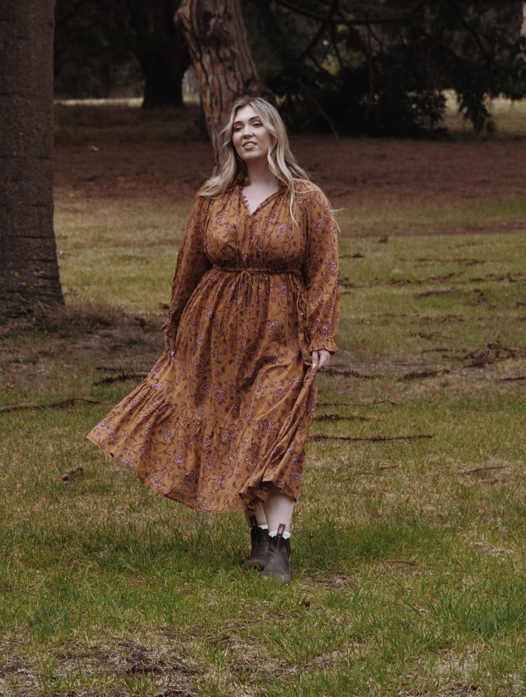 PRAIRIE DRESS ITOH PEONY HAND PAINTED PRINT